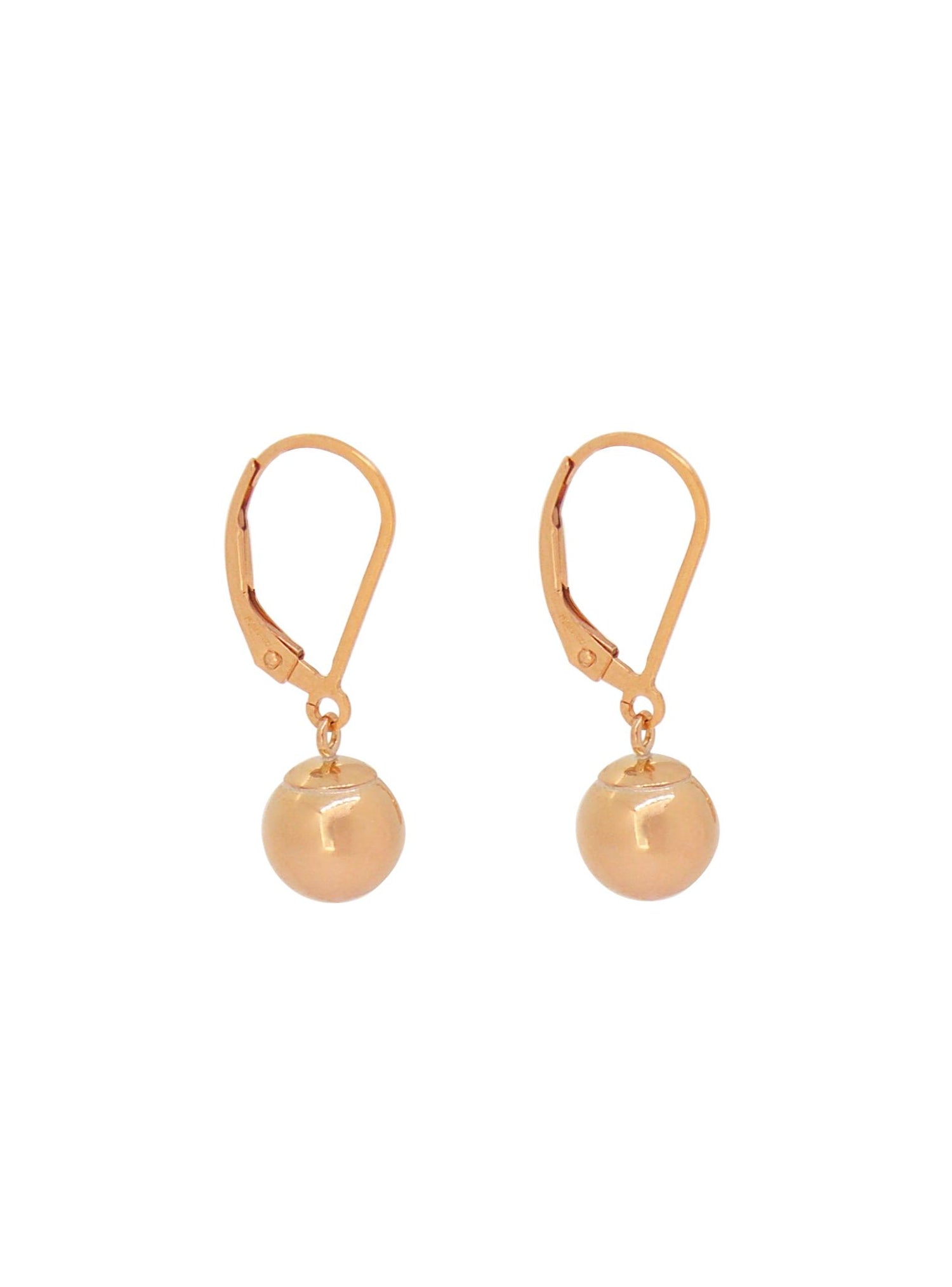 Spherical 8mm Ball Bead Earrings in 14k Rolled Rose Gold
