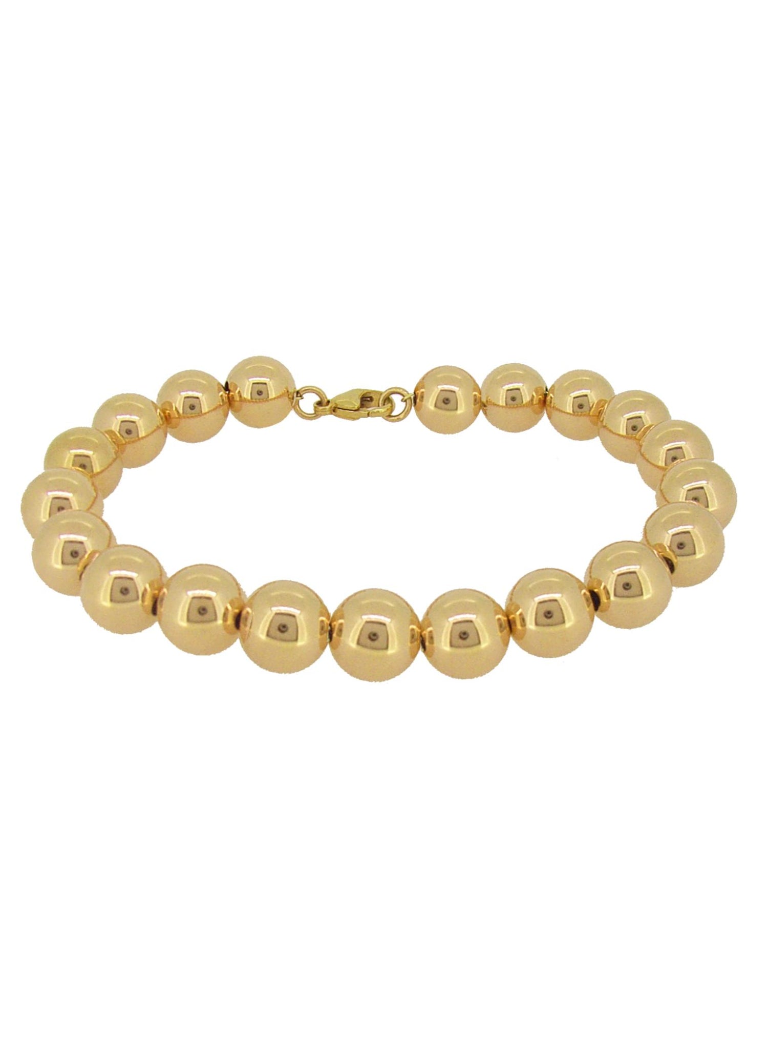 Spherical 9mm Ball Bead Bracelet in 14k Rolled Gold