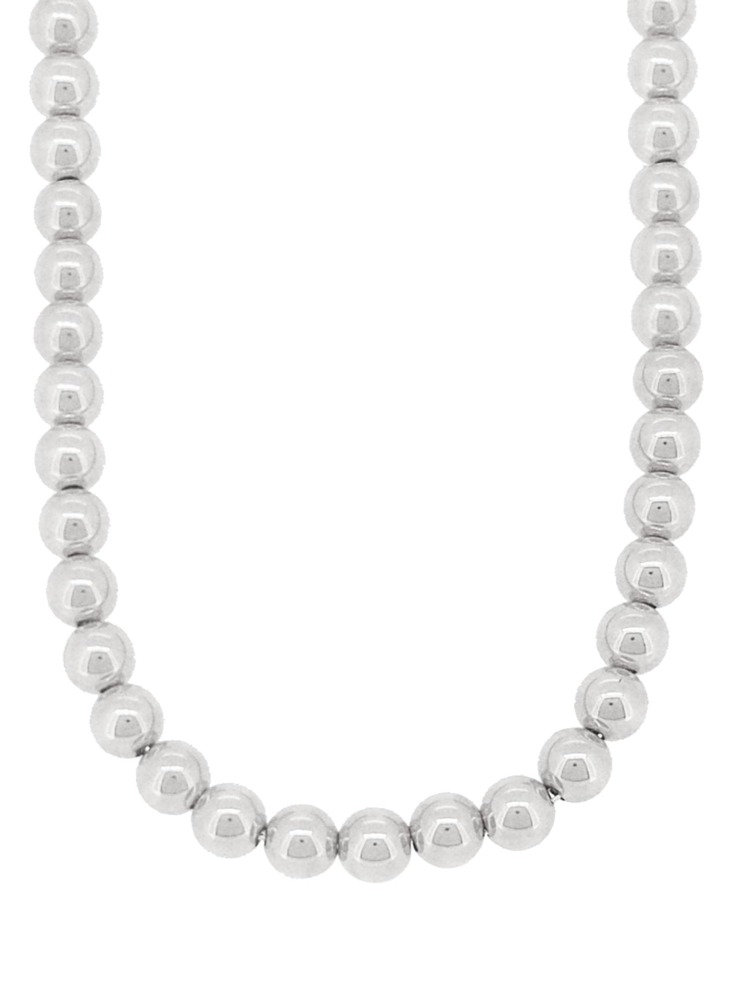 Spherical 10mm Ball Bead Necklace in Sterling Silver