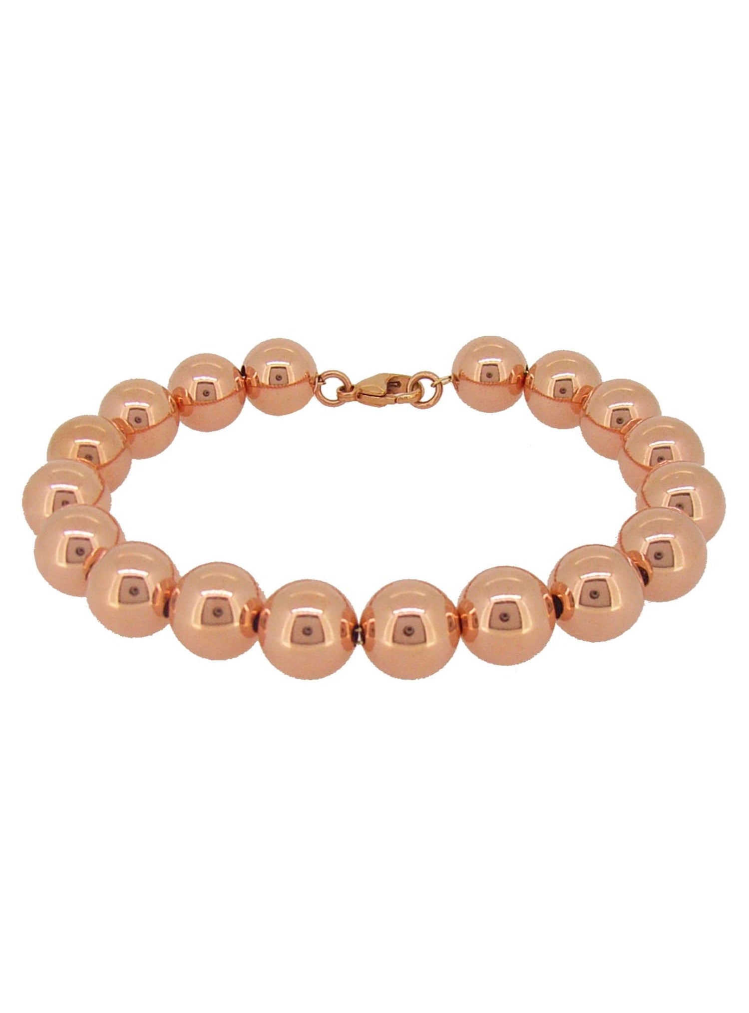 Spherical 10mm Ball Bead Bracelet in 14k Rolled Rose Gold