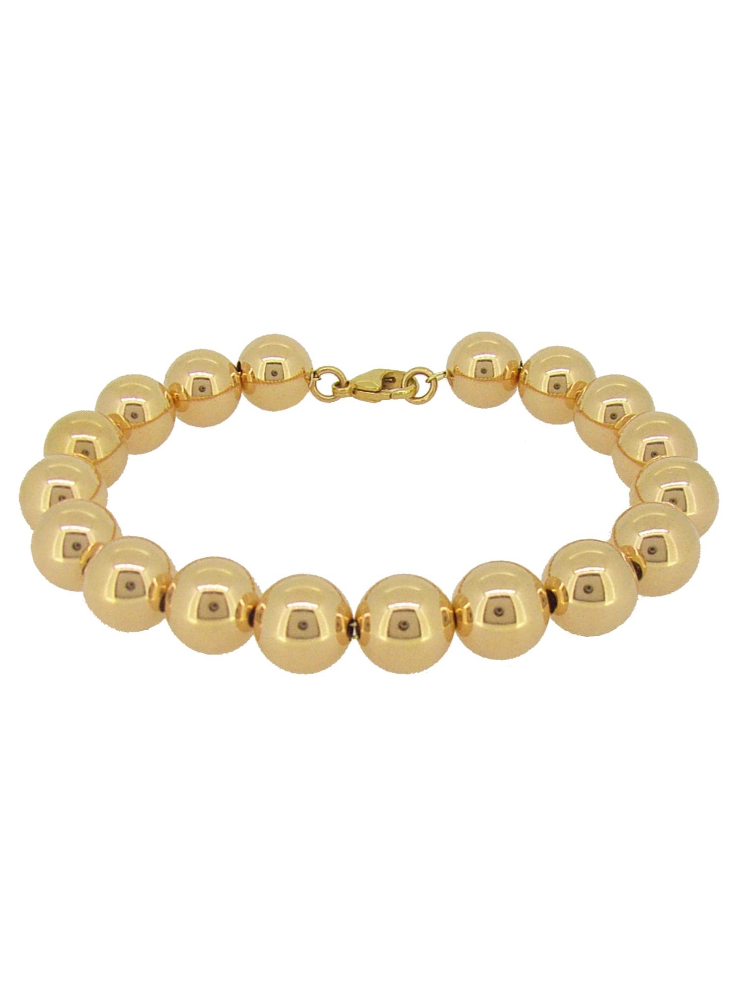 Spherical 10mm Ball Bead Bracelet in 14k Rolled Gold