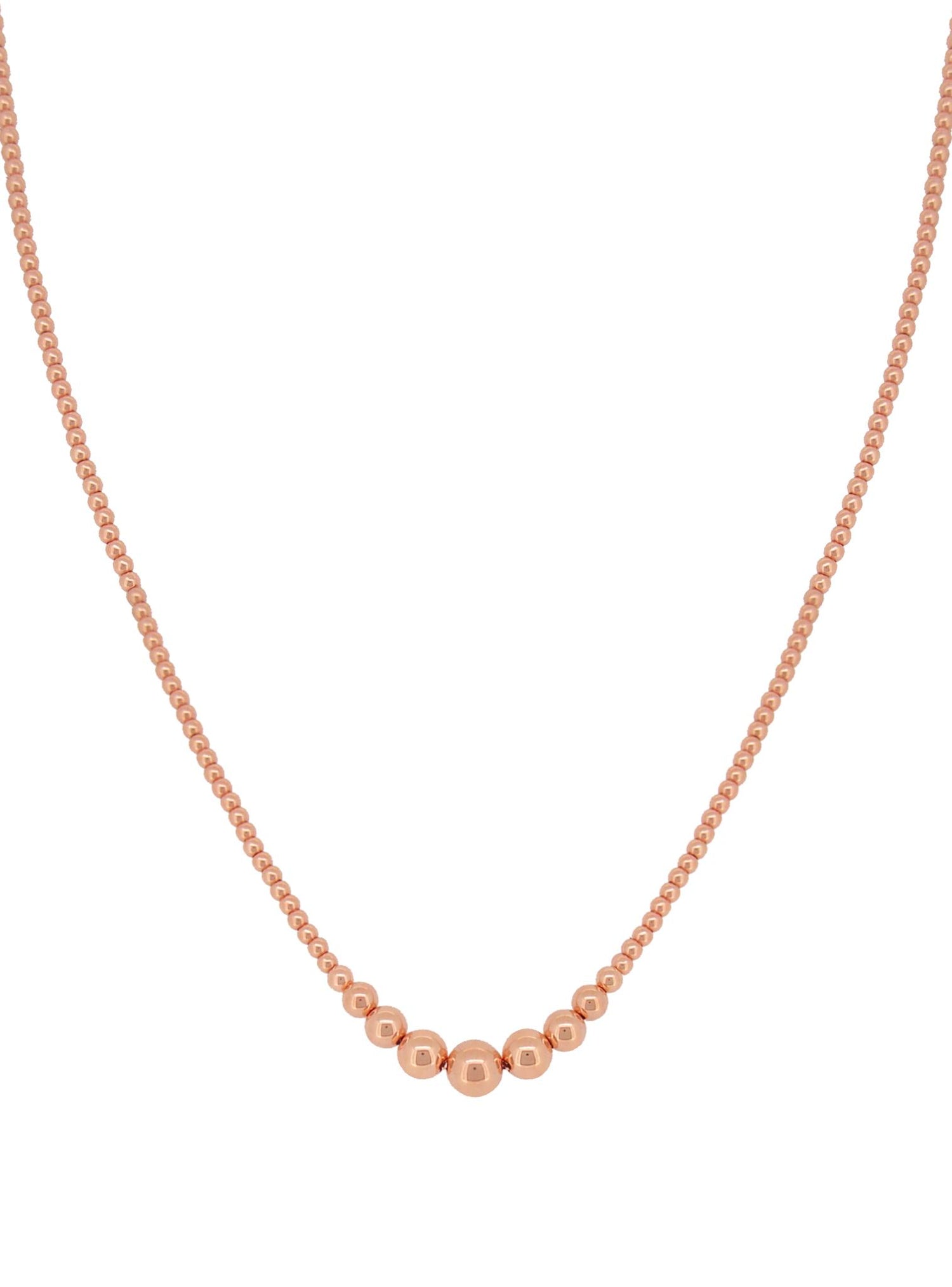 Spherical Small Graduated Ball Necklace in 14k Rolled Rose Gold
