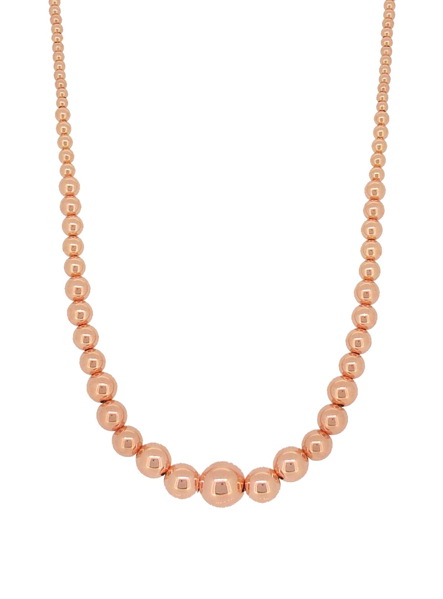 Spherical Large Graduated Ball Necklace in 14k Rolled Rose Gold