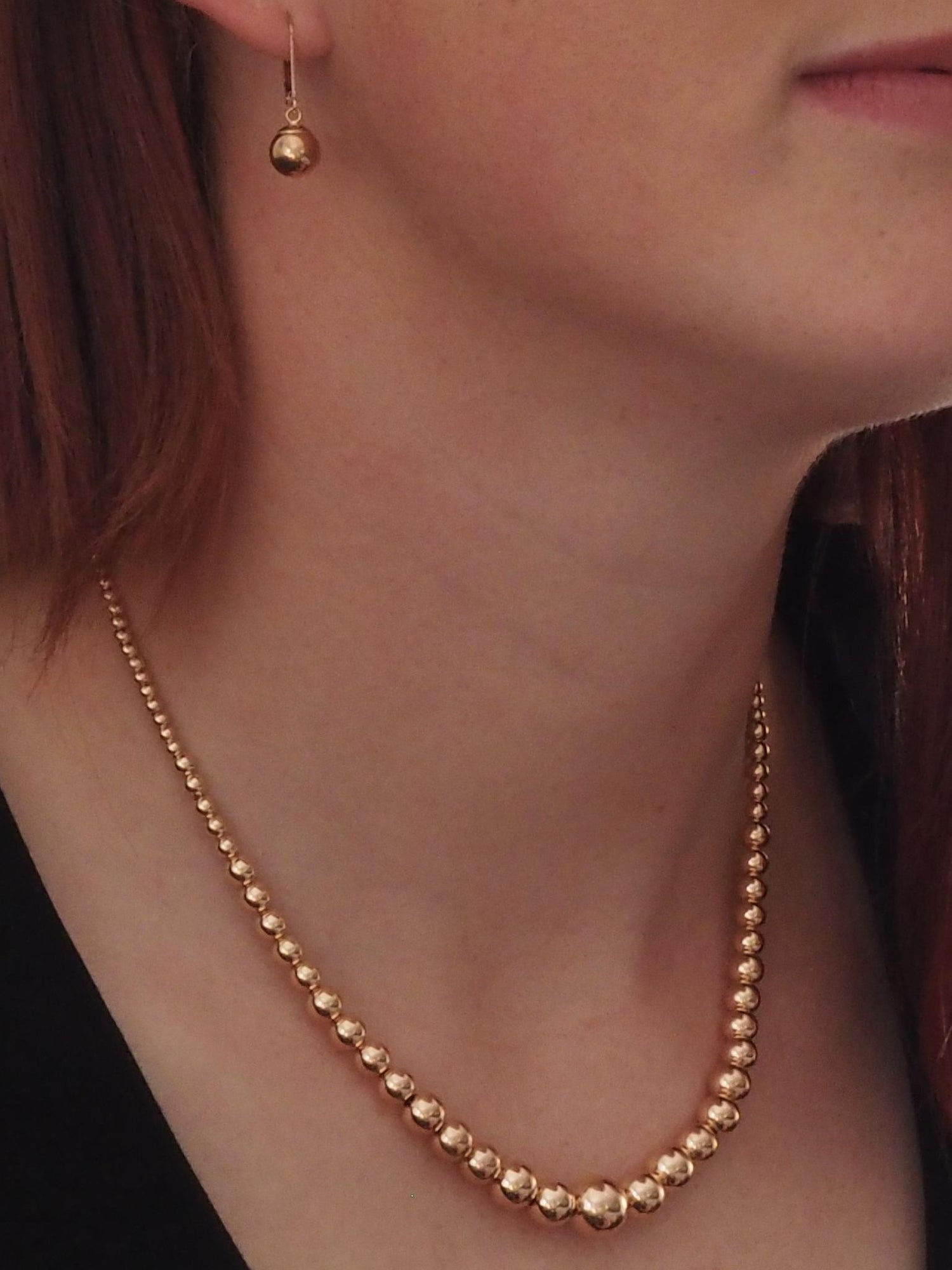 Spherical Large Graduated Ball Necklace in 14k Rolled Rose Gold