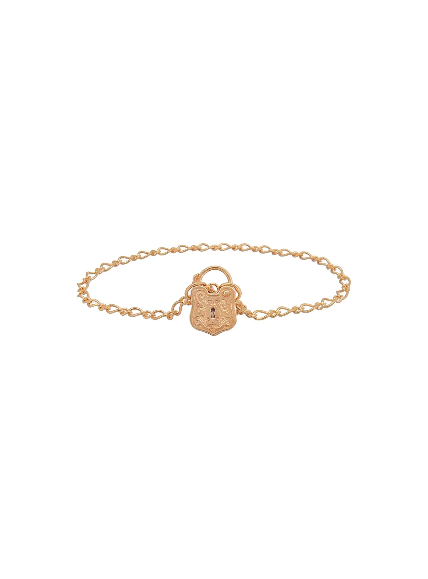 Figaro Curb Shield Padlock Bracelet in Rose