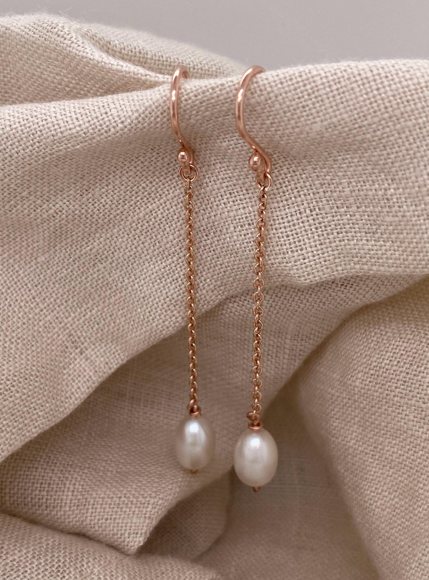 Coco Pearl Dangle Earrings in 9ct Rose Gold
