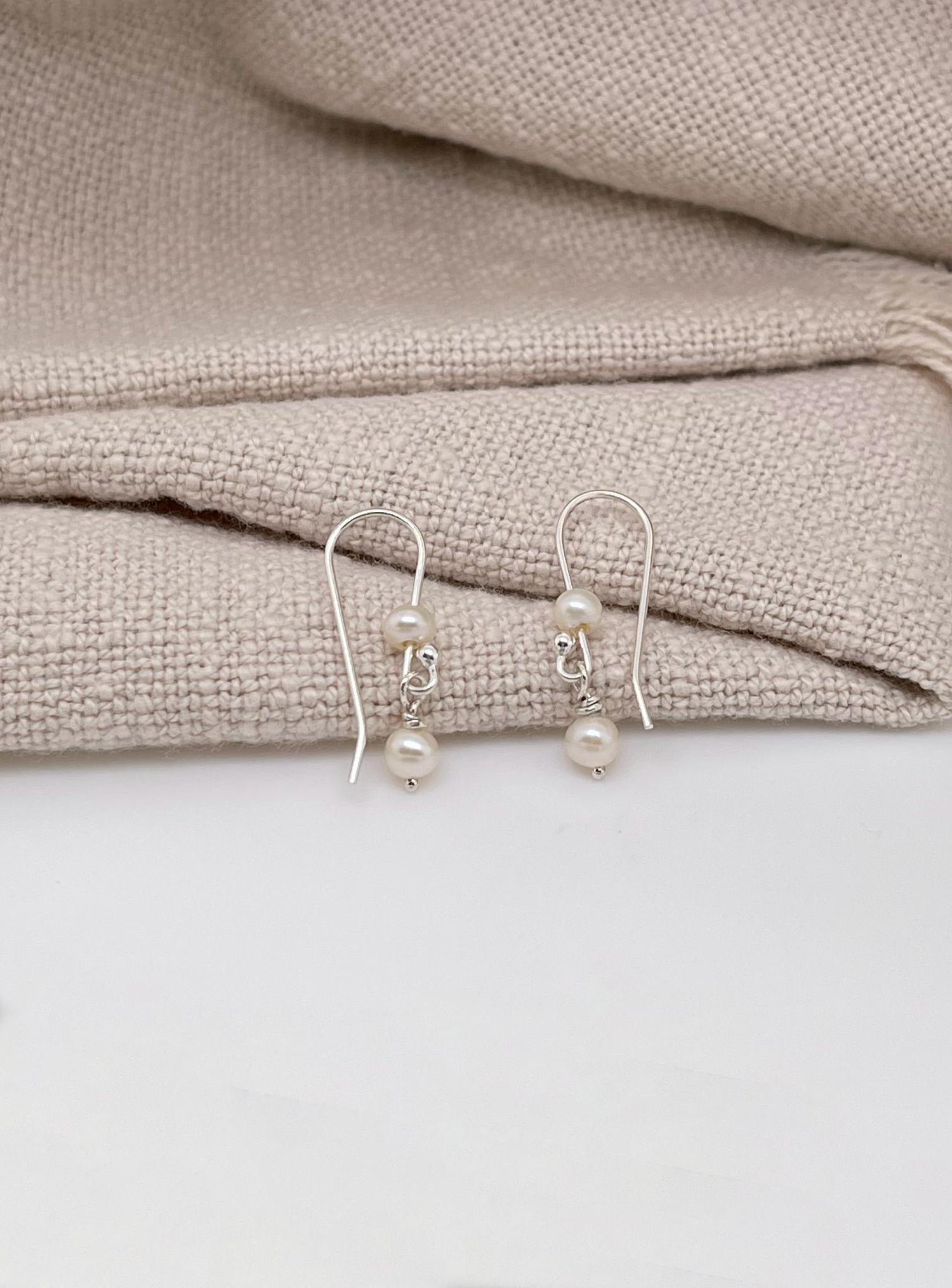 Coco Small Pearl Drop Earrings in Sterling Silver