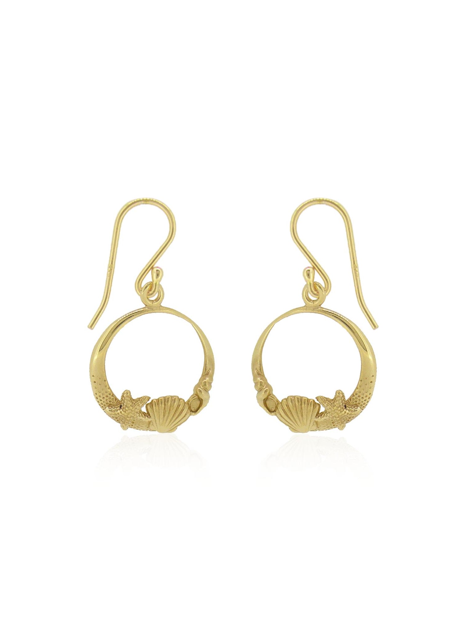 Nalu Seaside Shell Starfish Charm Earrings in 9ct Gold