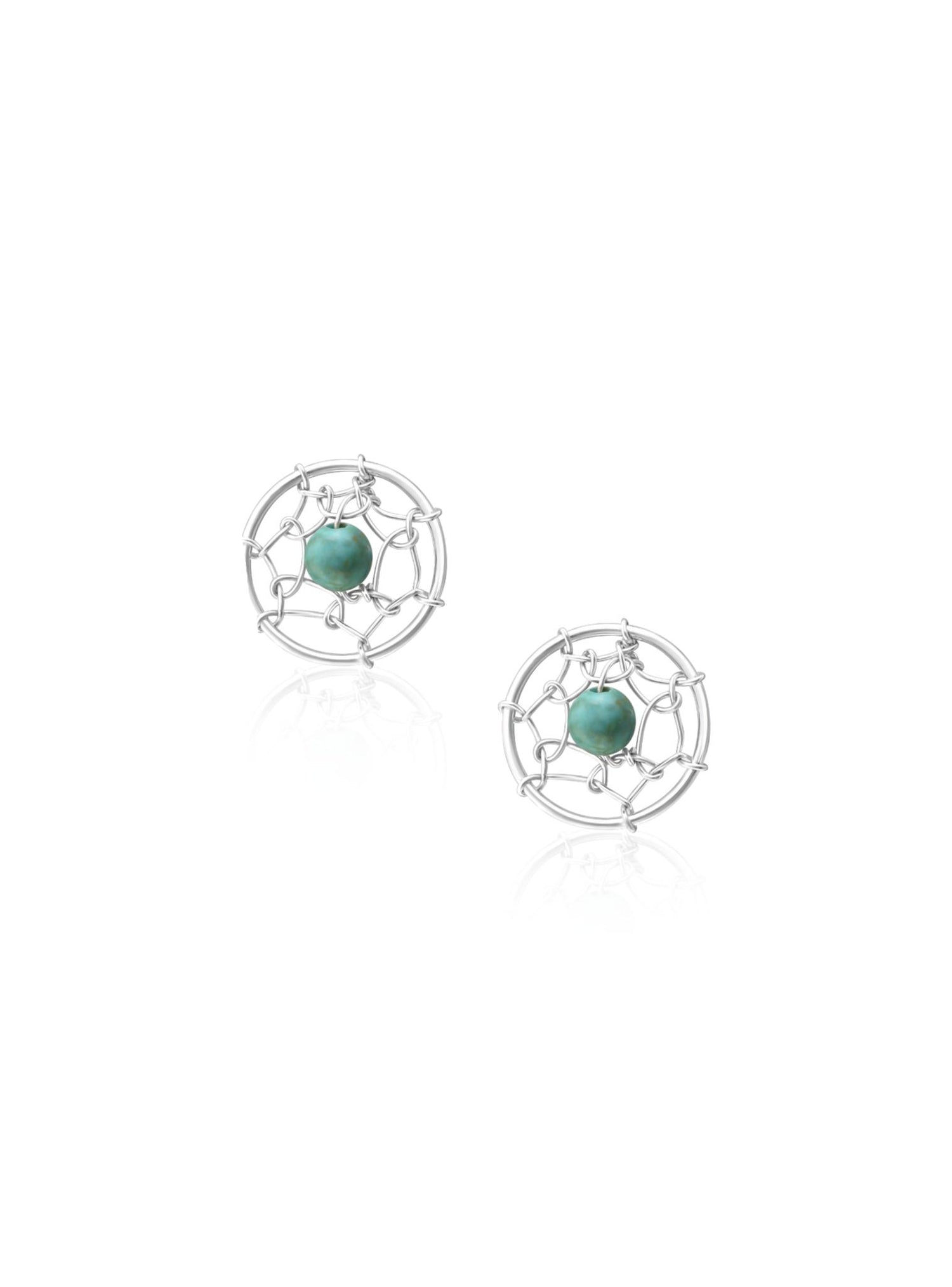 Dream Catcher Charm Stud Earrings in Sterling Silver