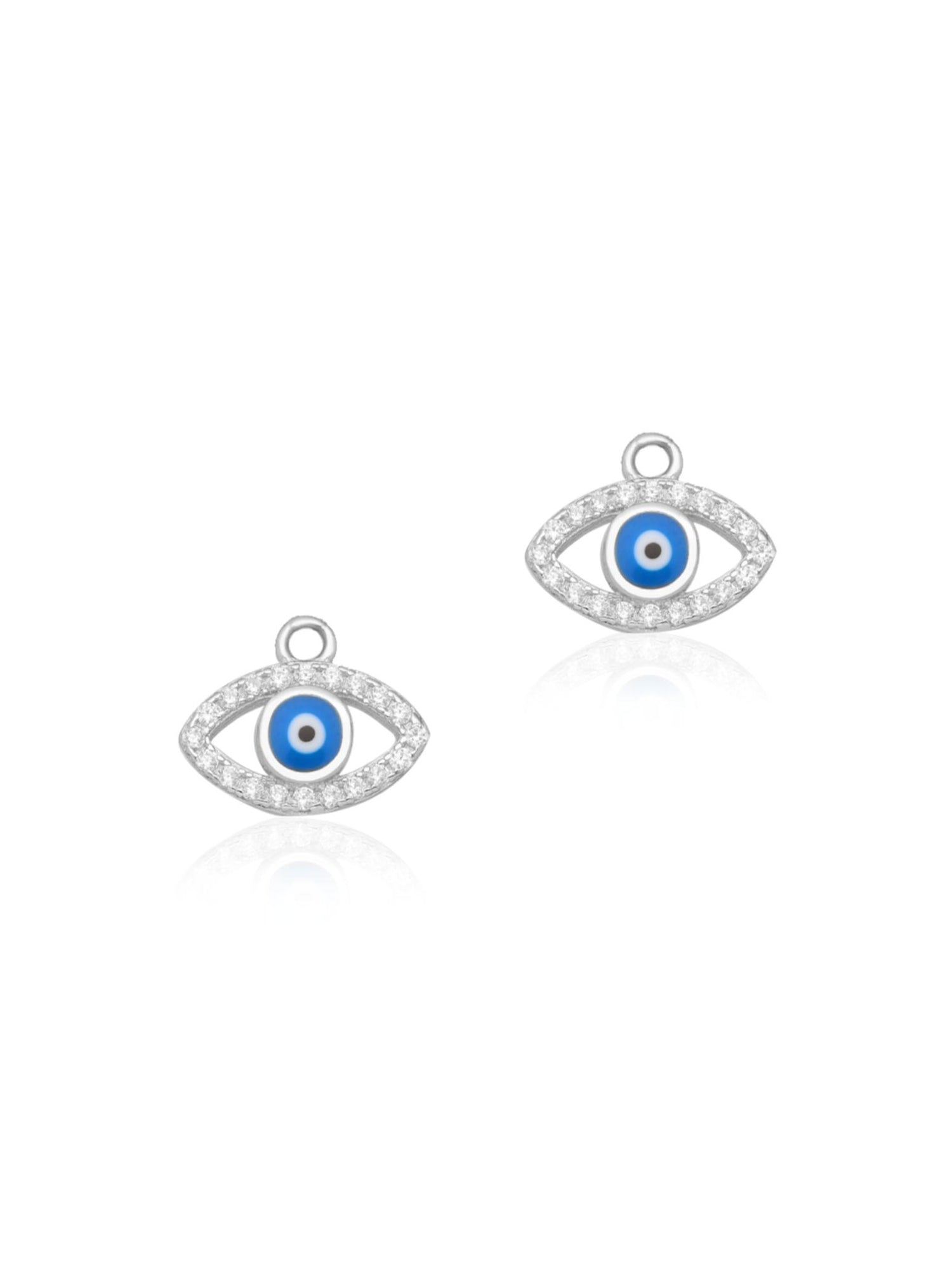 Cz Evil Eye Charms for Sleeper Earrings in Sterling Silver