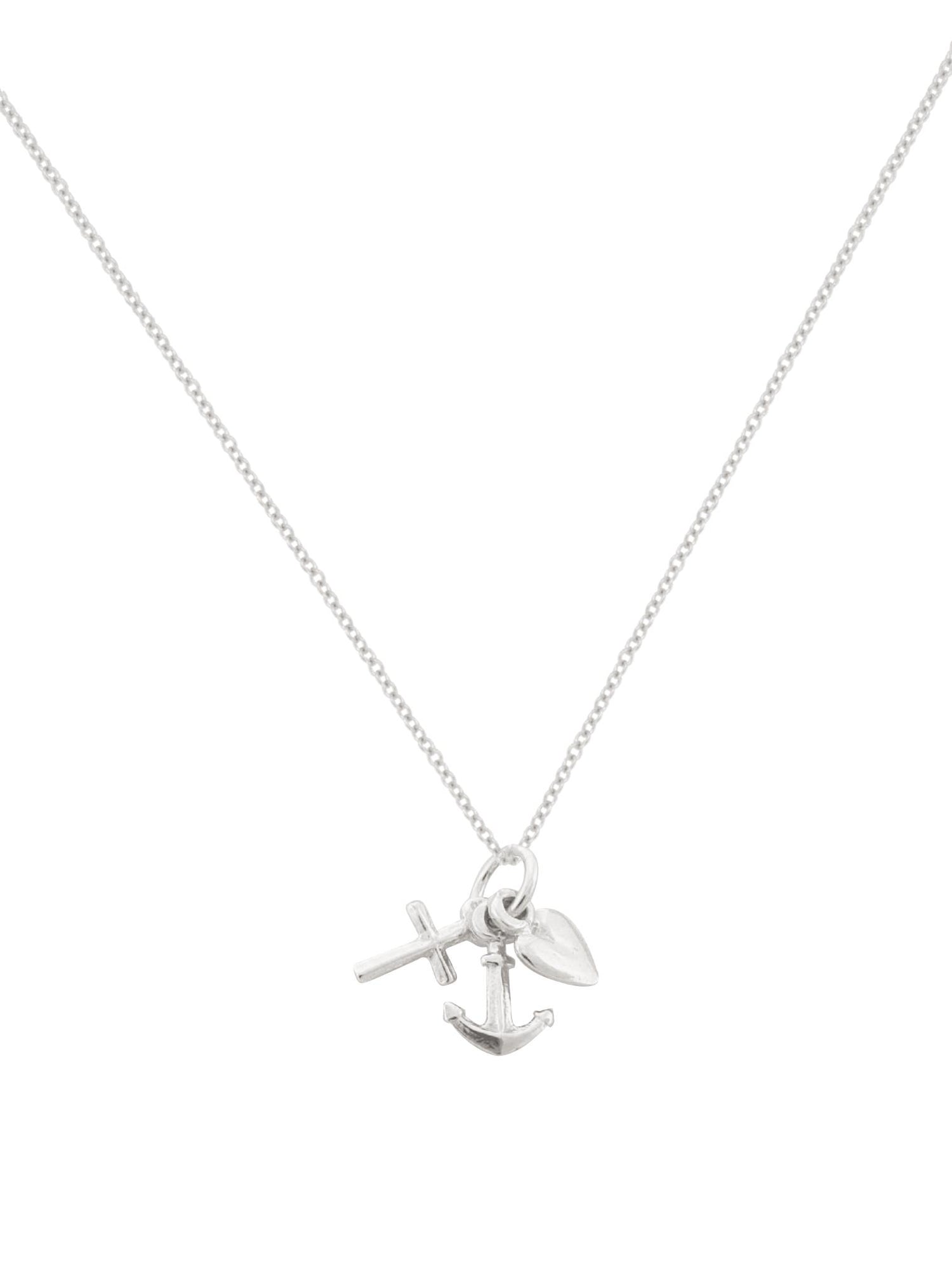 Small Faith Hope Charity Charm Necklace in 9ct White Gold