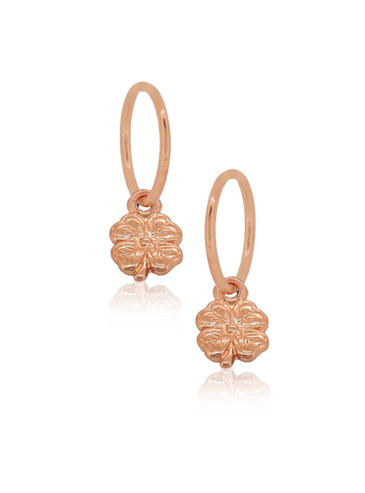 Small 4 Leaf Clover Charms for Sleeper Earrings in 9ct Rose Gold