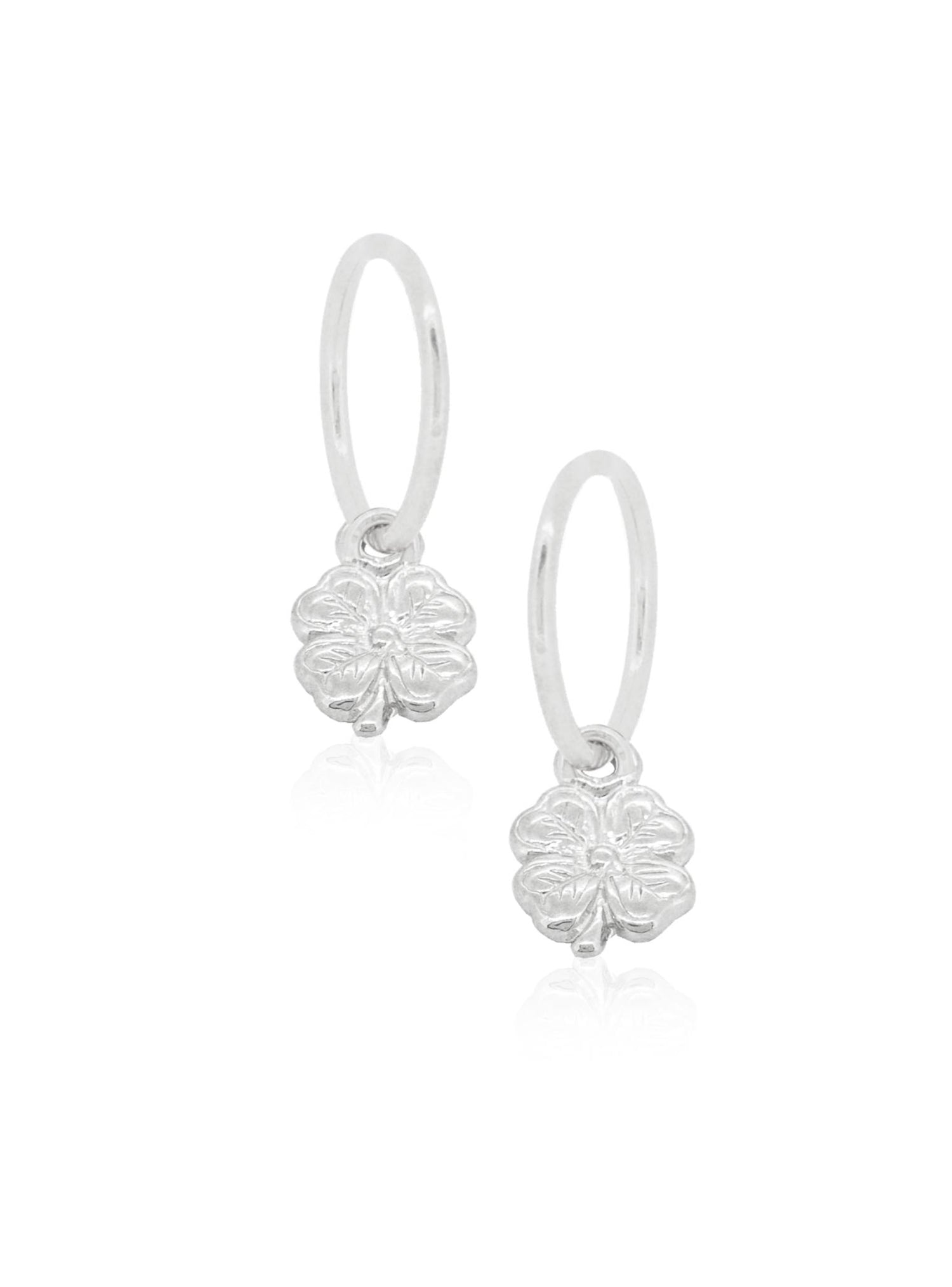 Small 4 Leaf Clover Charms for Sleeper Earrings in Sterling Silver
