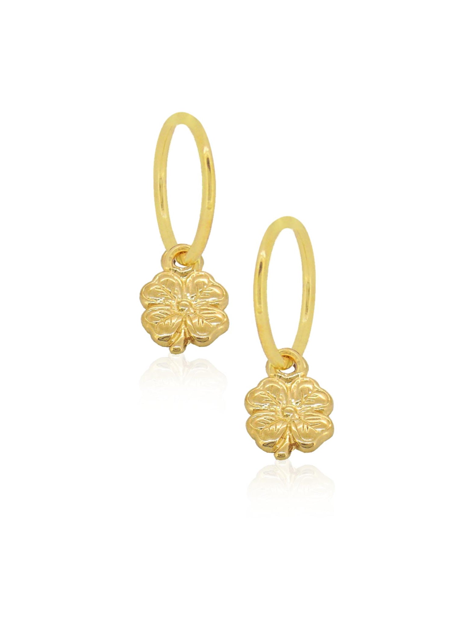 Small 4 Leaf Clover Charms for Sleeper Earrings in 9ct Gold