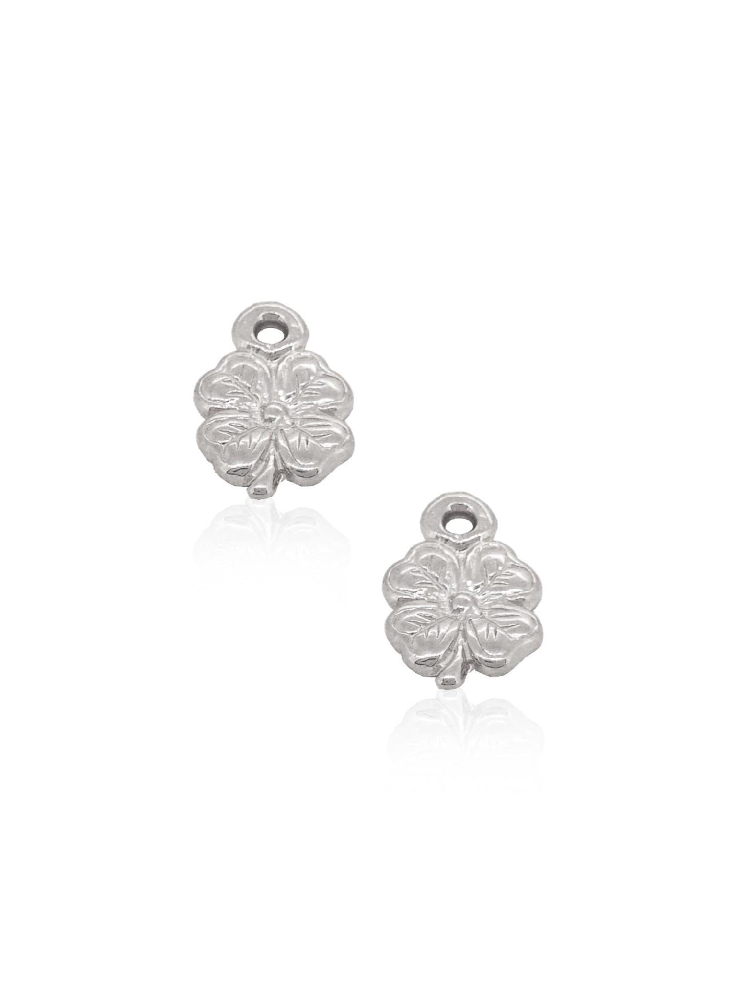 Small 4 Leaf Clover Charms for Sleeper Earrings in 9ct White Gold