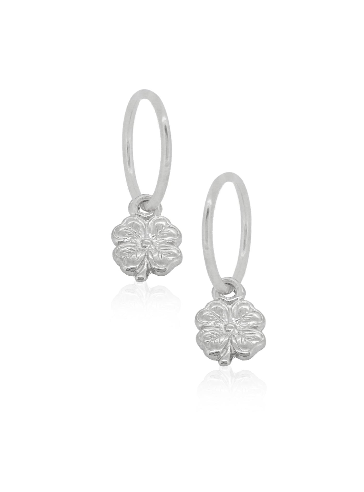 Small 4 Leaf Clover Charms for Sleeper Earrings in 9ct White Gold