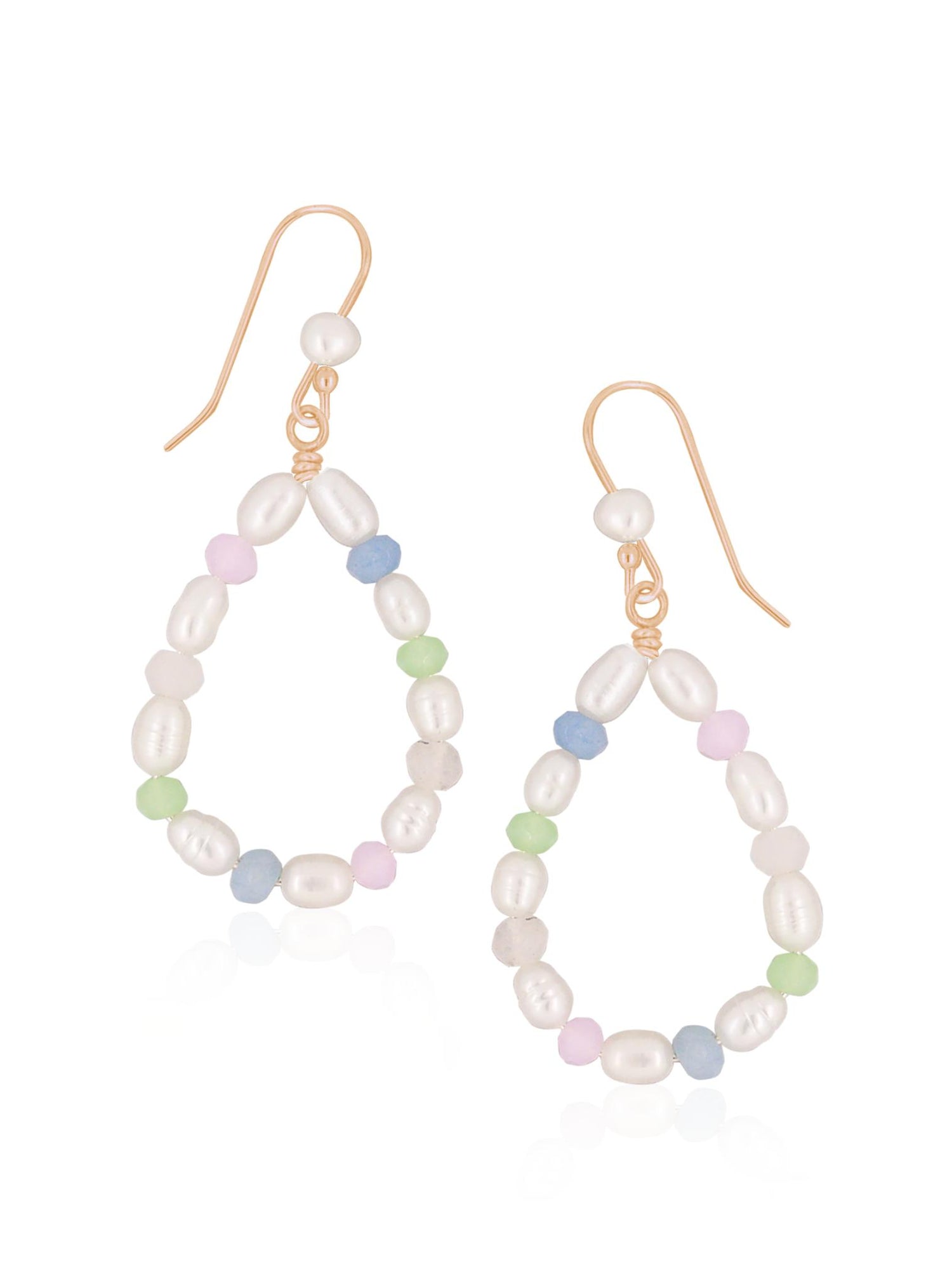 Coco Statement Teardrop Pearl Gemstone Earrings in 9ct Rose Gold