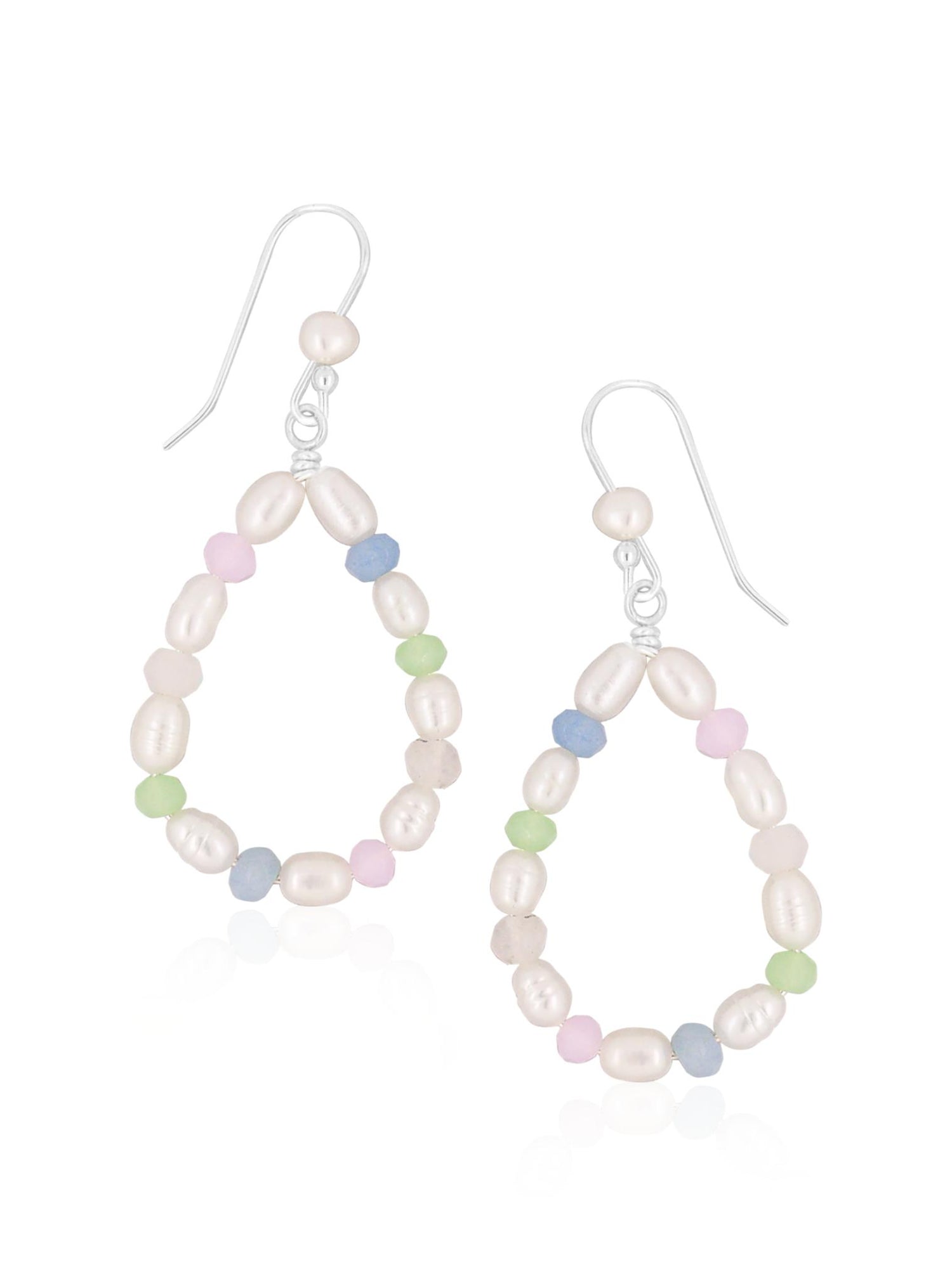 Coco Statement Teardrop Pearl Gemstone Earrings in Sterling Silver