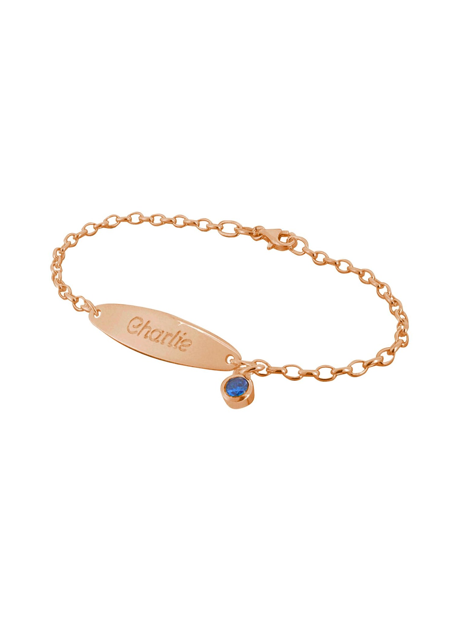 Birthstone Identity Belcher Bracelet in 9ct Rose Gold