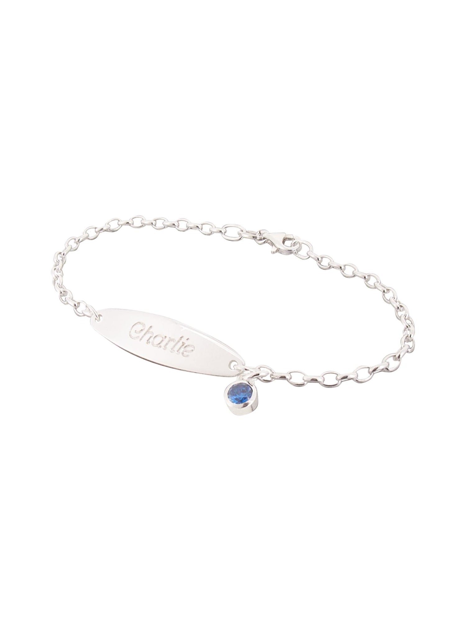 Birthstone Identity Belcher Bracelet in Sterling Silver