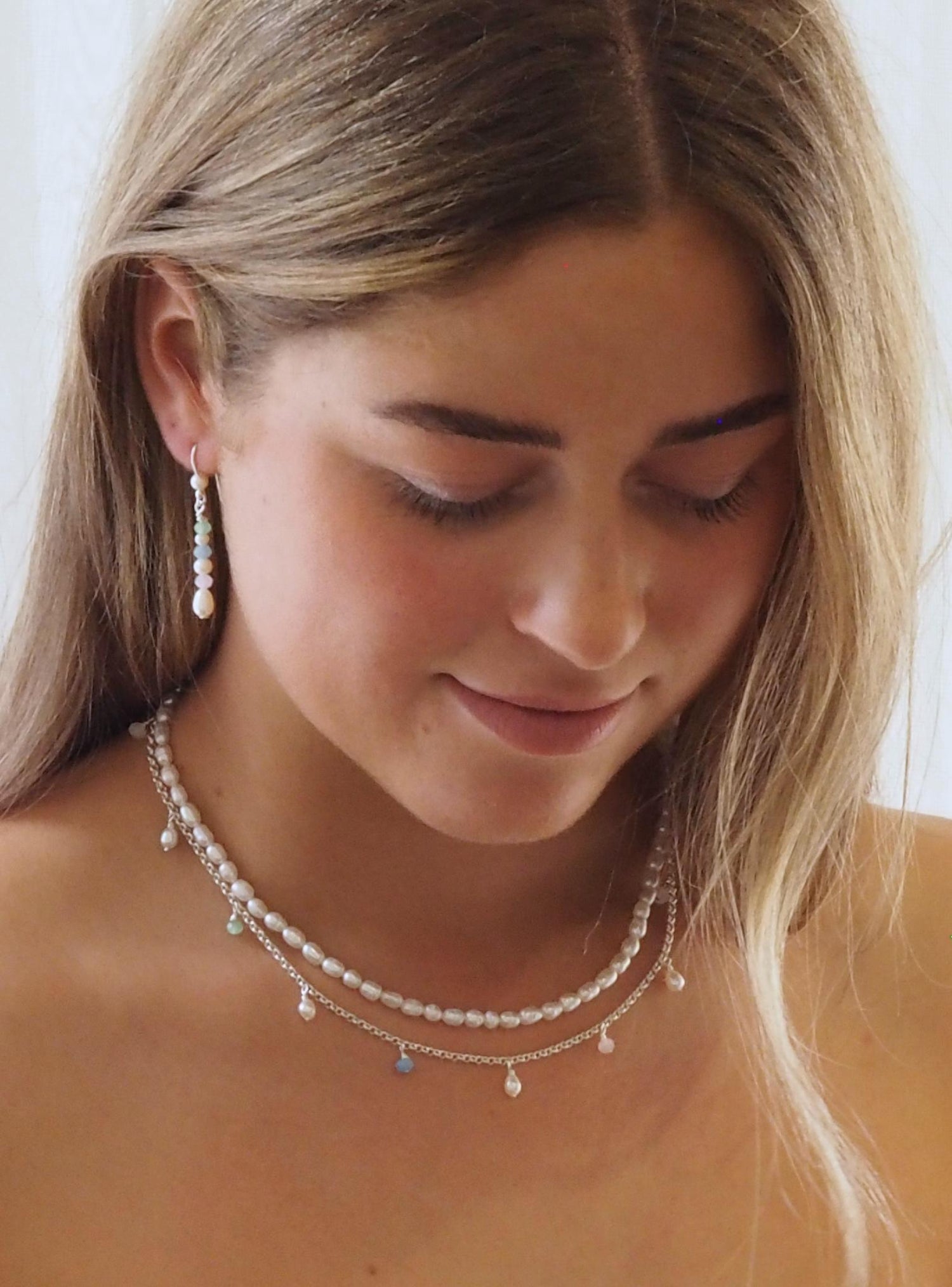 Coco Belcher Ocean Gemstone Pearl Drops in Necklace