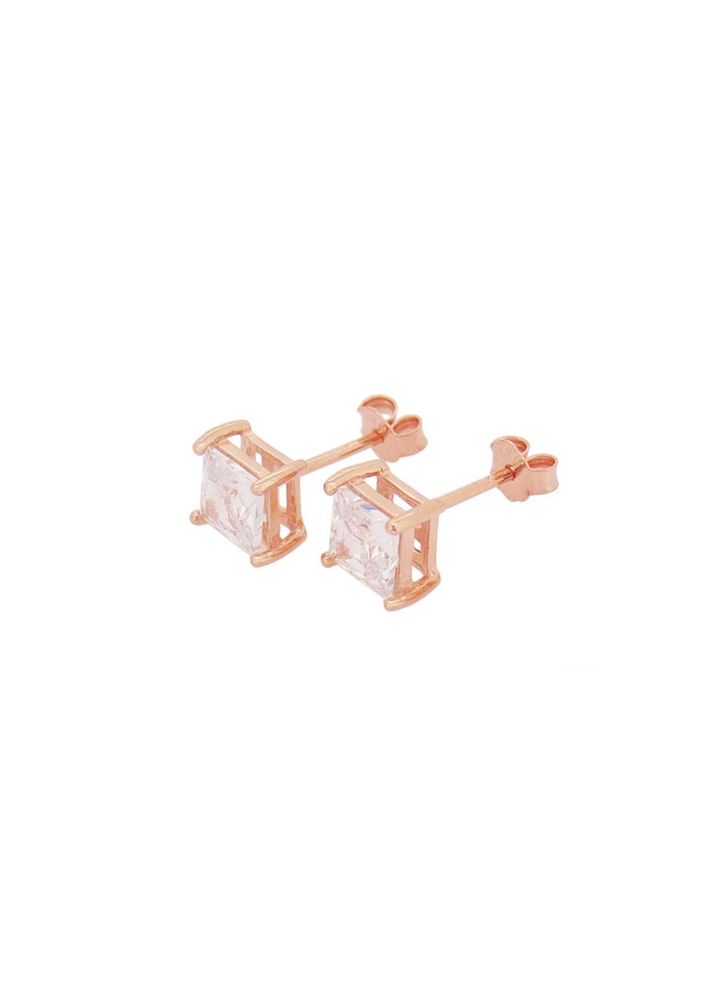 Dakota Cz Princess Stud Earrings in Rose
