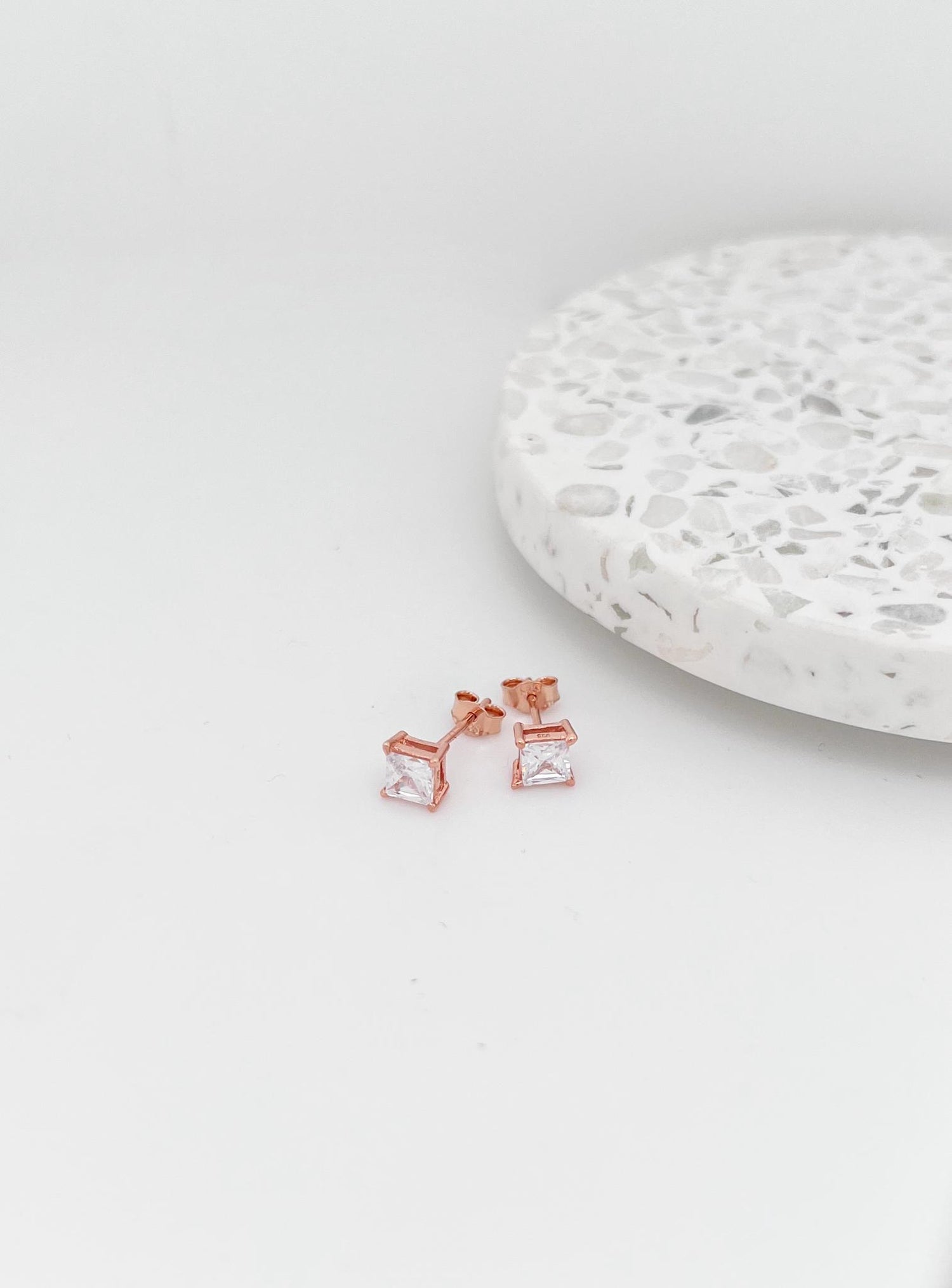Dakota Cz Princess Stud Earrings in Rose