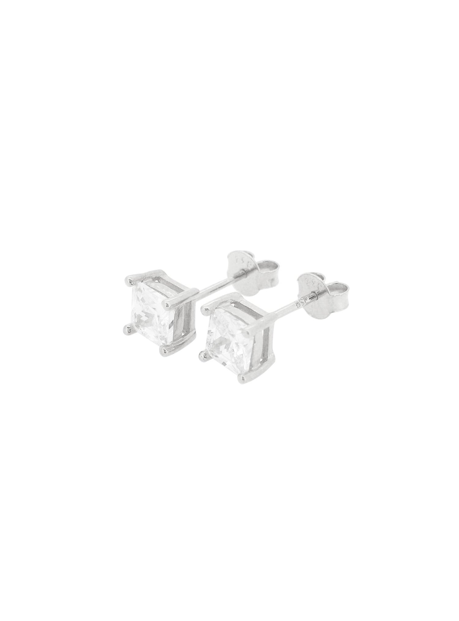 Dakota Cz Princess Stud Earrings in Silver