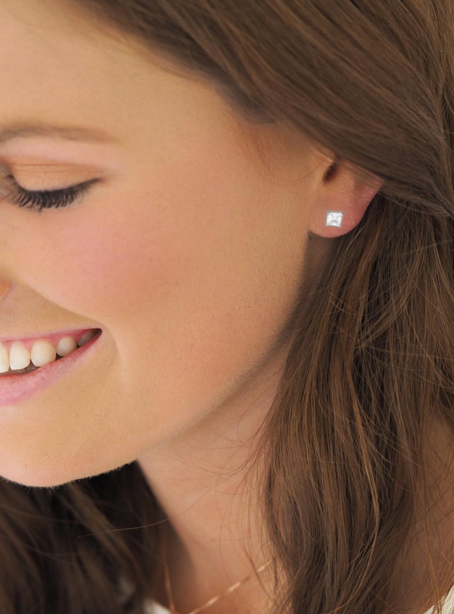 Dakota Cz Princess Stud Earrings in Silver