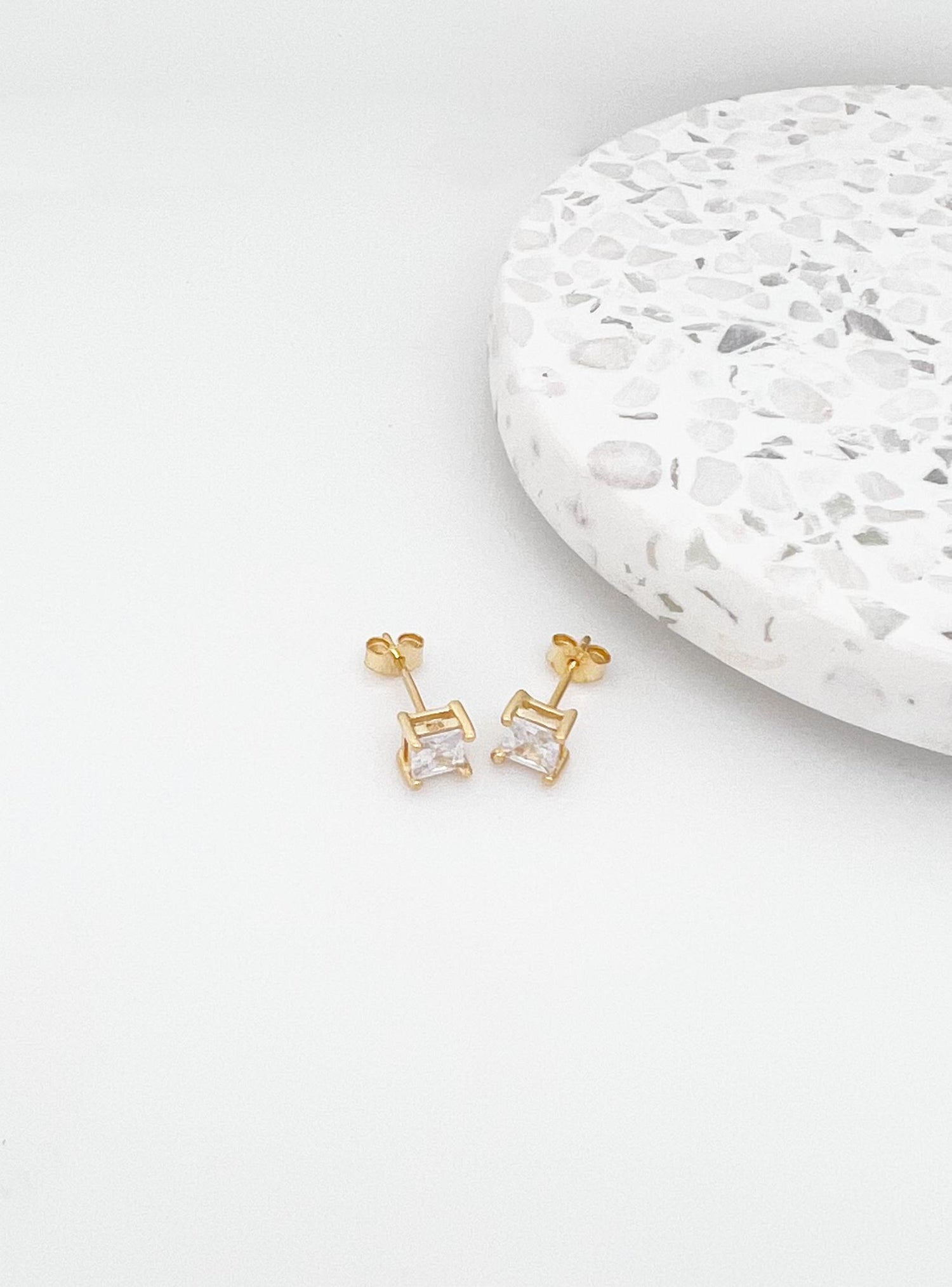 Dakota Cz Princess Stud Earrings in Gold