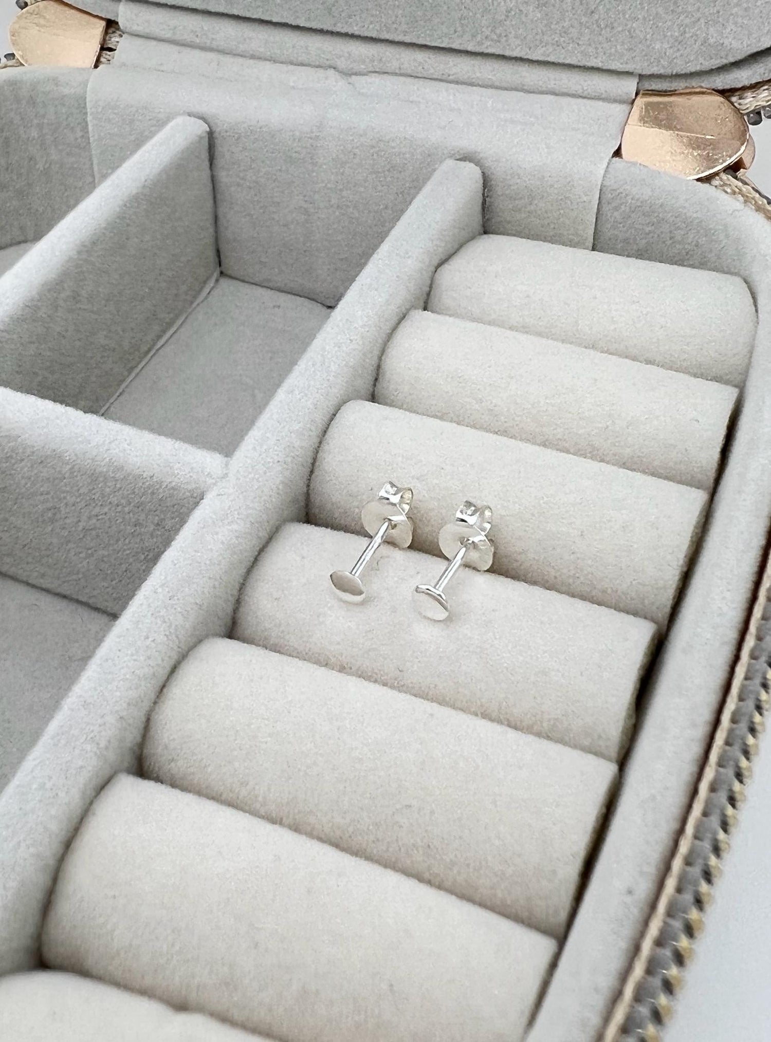 Teenie Tiny 3mm Flat Circle Stud Earrings in Silver