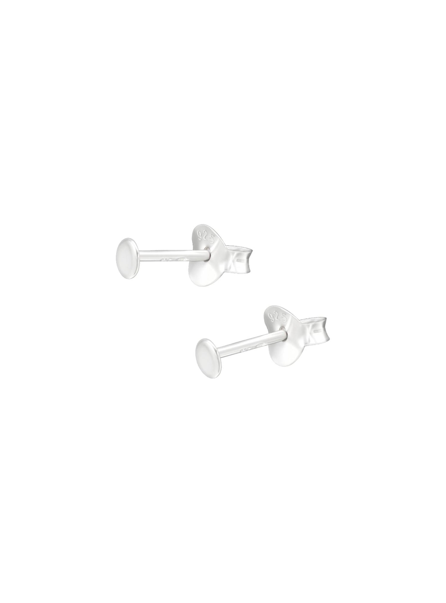 Teenie Tiny 3mm Flat Circle Stud Earrings in Silver
