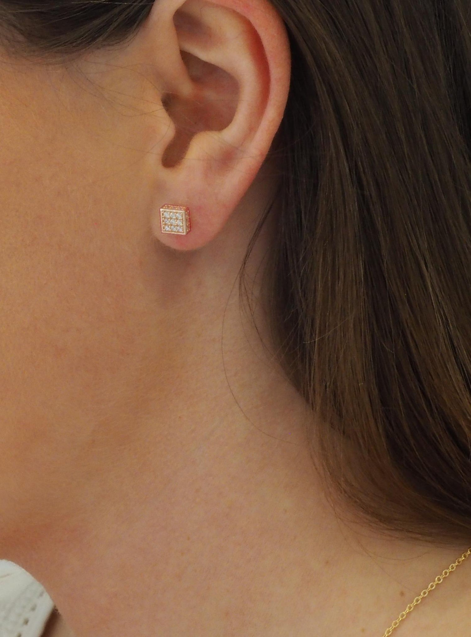 Aurelia Square Cz Stud Earrings in 9ct Rose Gold