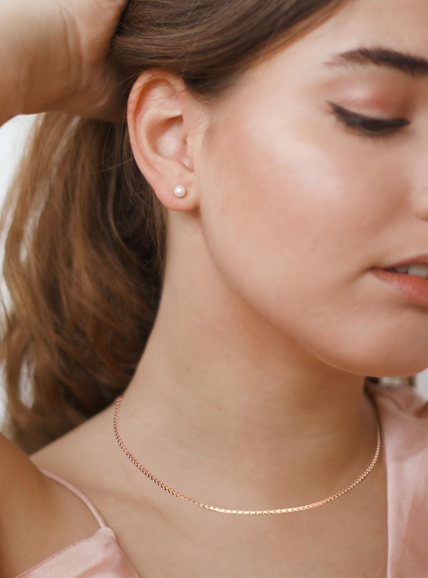 Aurelia 2mm Flat Oval Curb Necklace Chain in 9ct Rose Gold