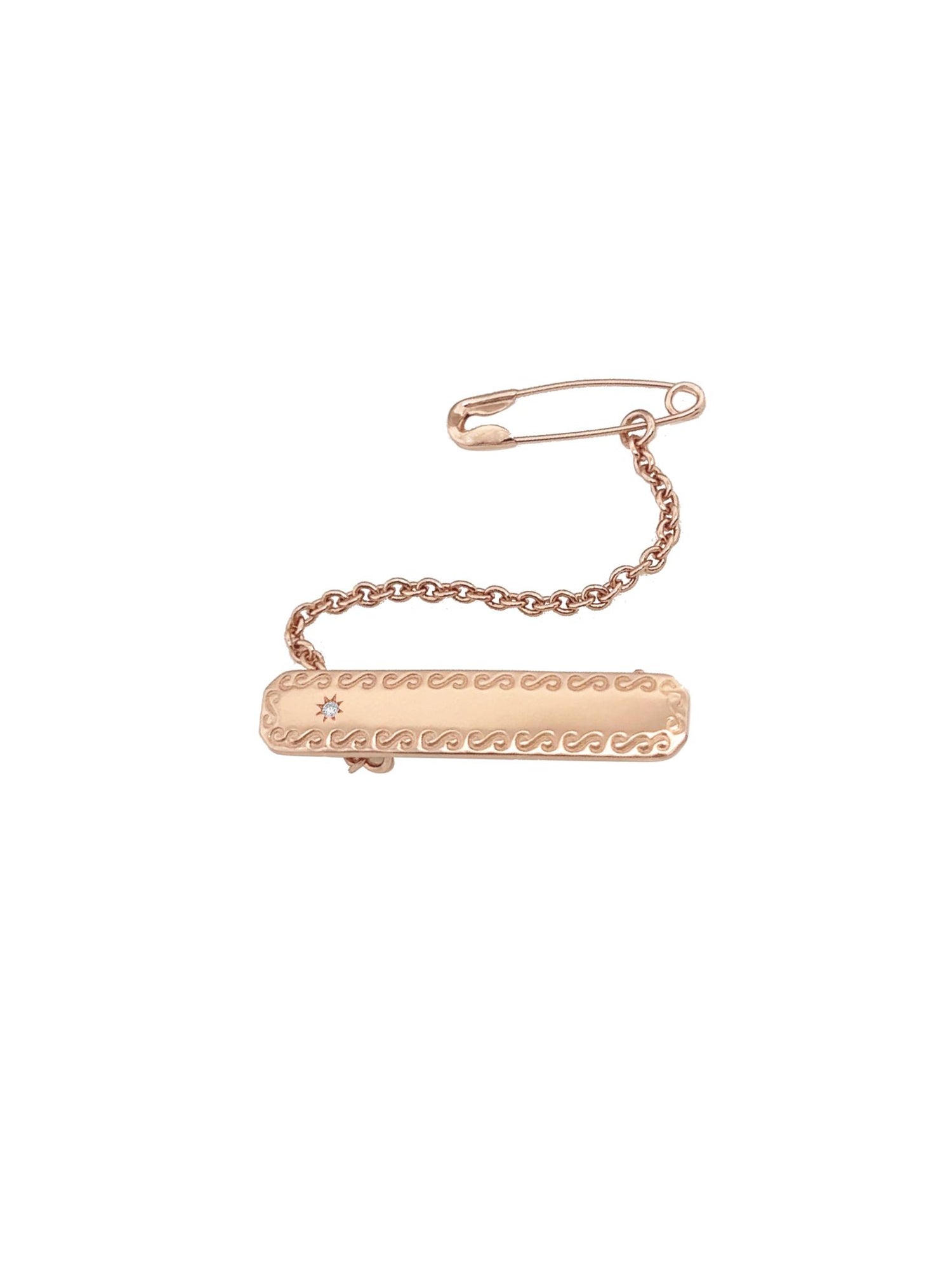 Diamond Rectangle Baby Name Brooch in 9ct Rose Gold