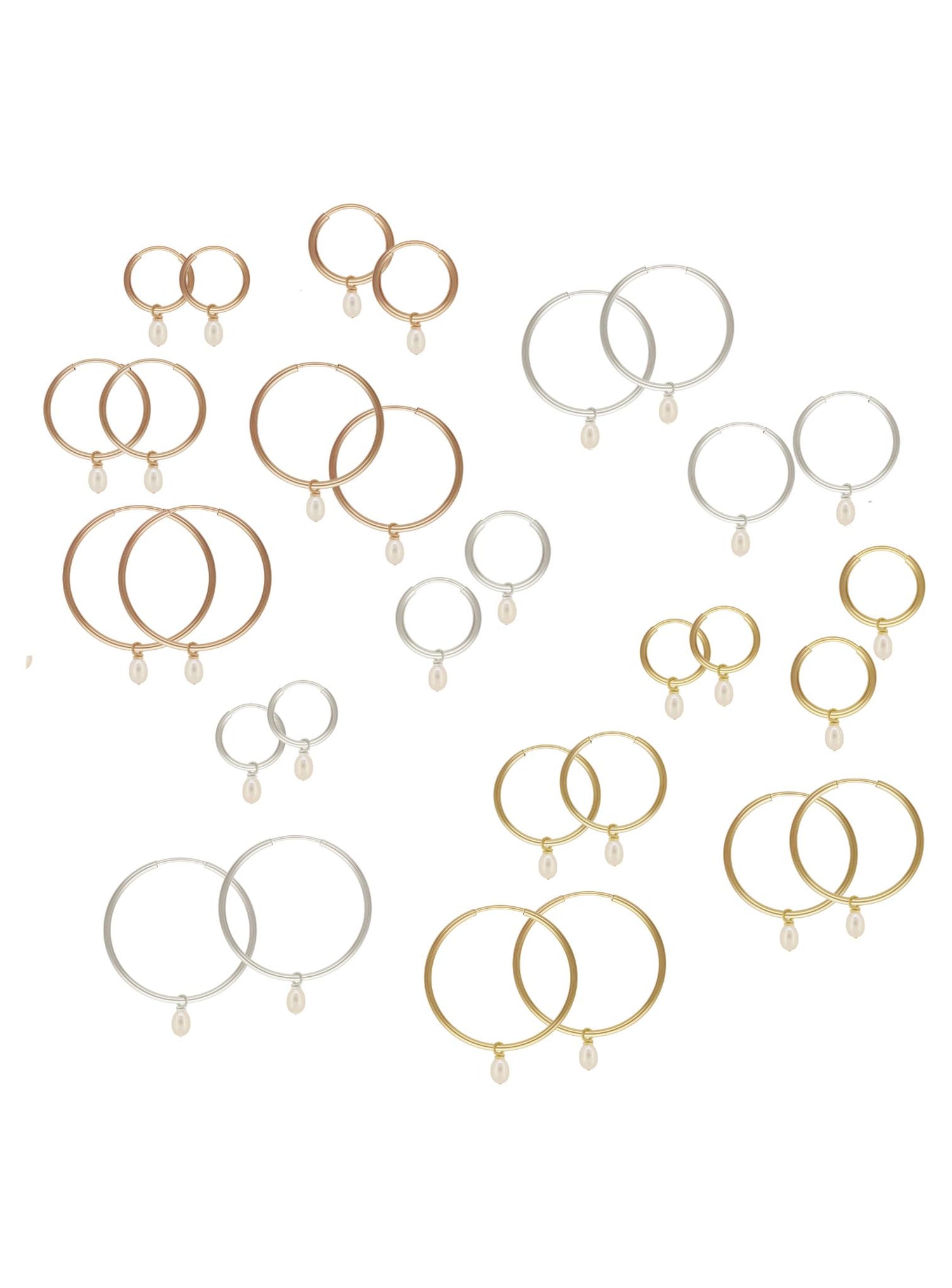Lulu Pearl Drop Hoop Earrings in Natural White