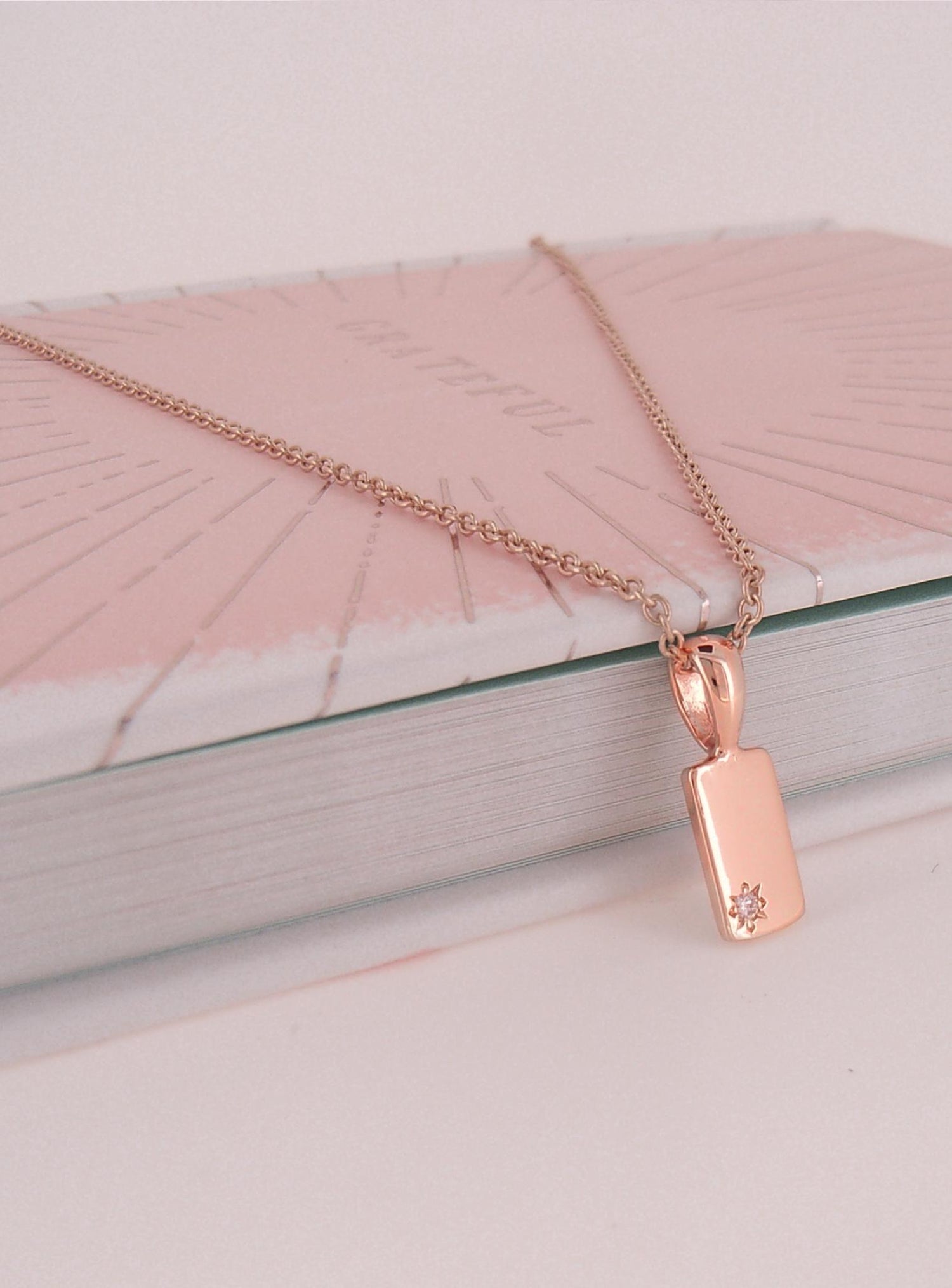 Aurelia Diamond Tag Charm Pendant in 9ct Rose Gold