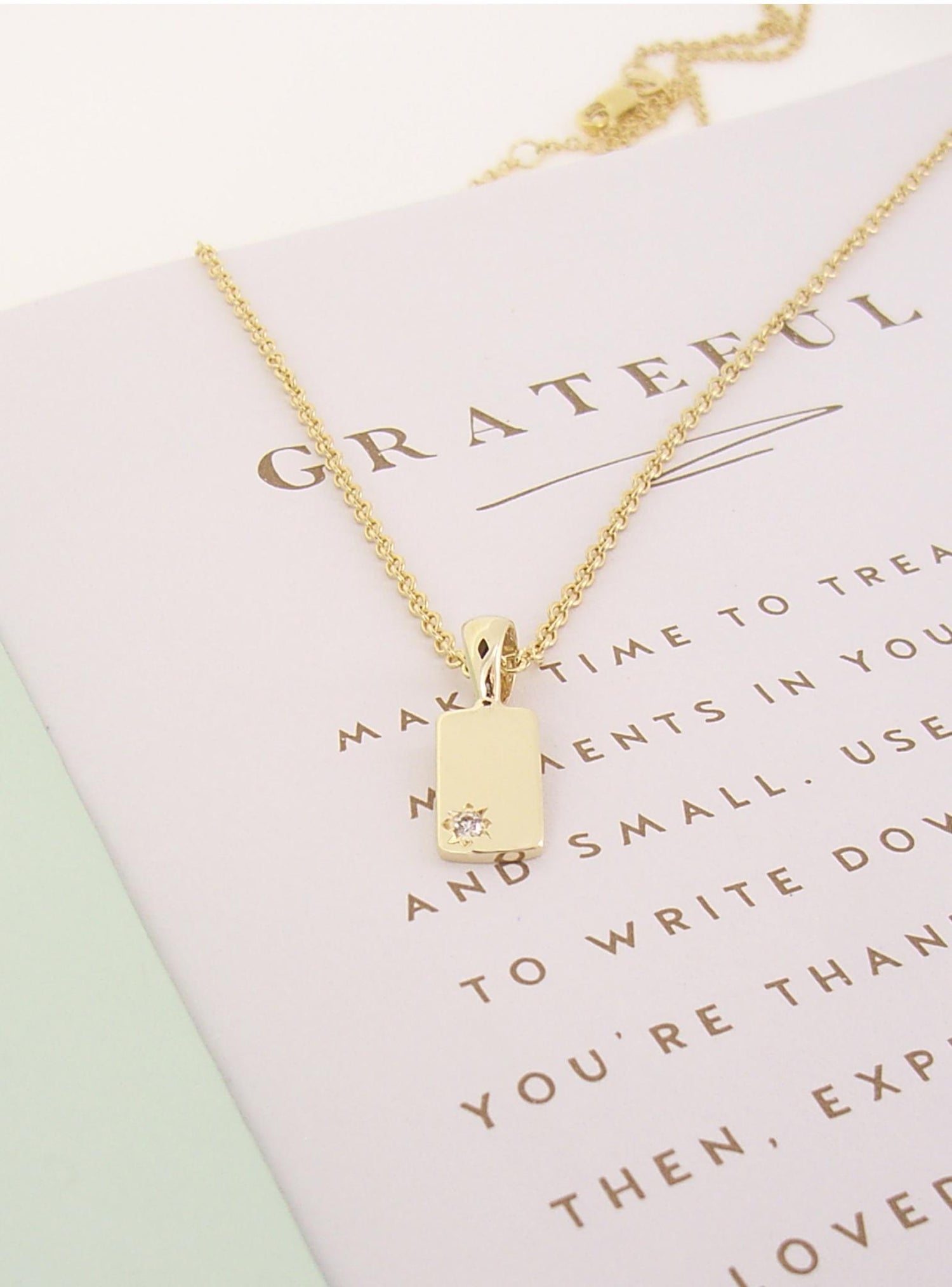 Aurelia Diamond Tag Charm Pendant in 9ct Gold