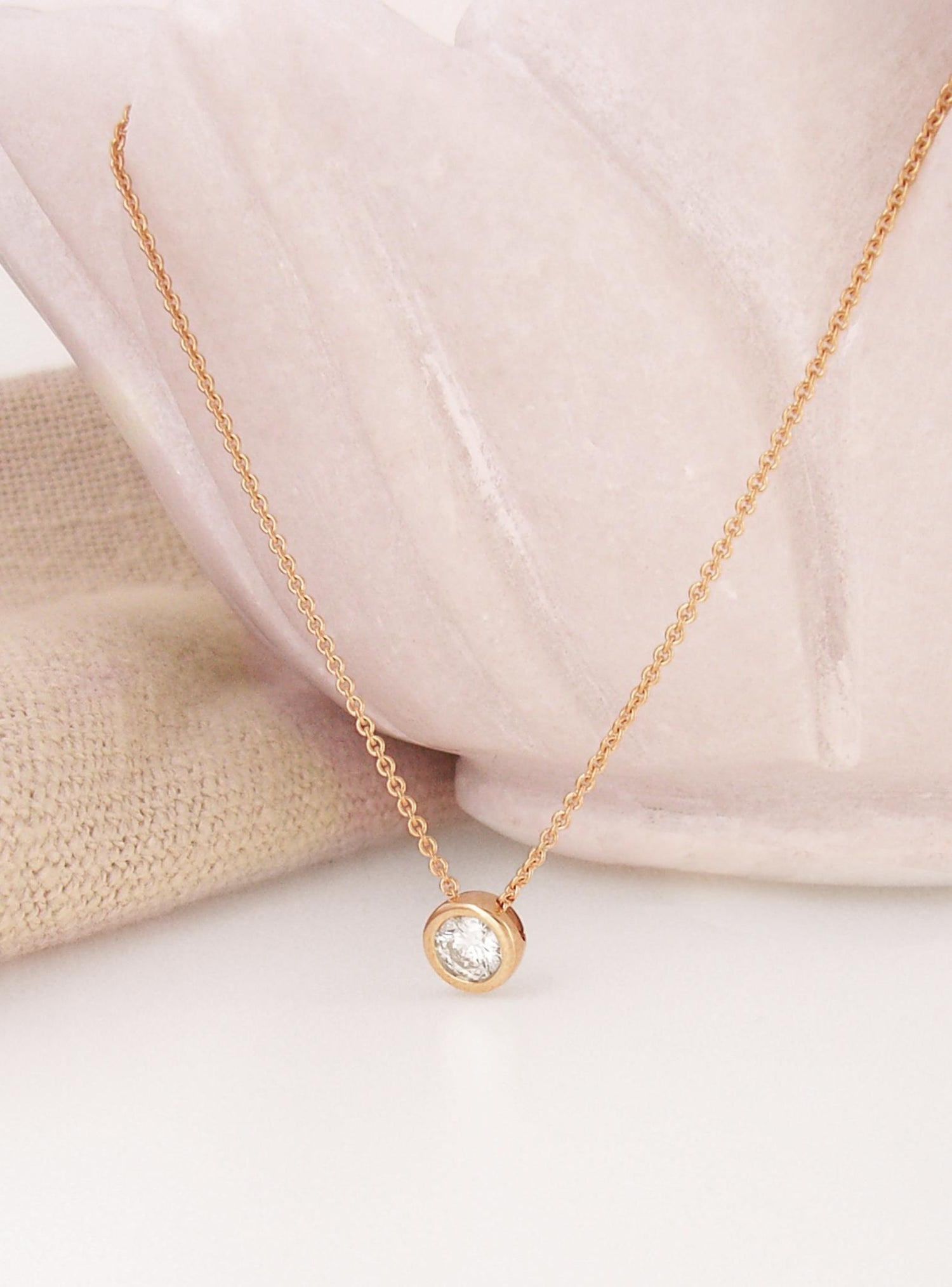 Aurelia Floating Birthstone Solitaire Necklace in 9ct Rose Gold