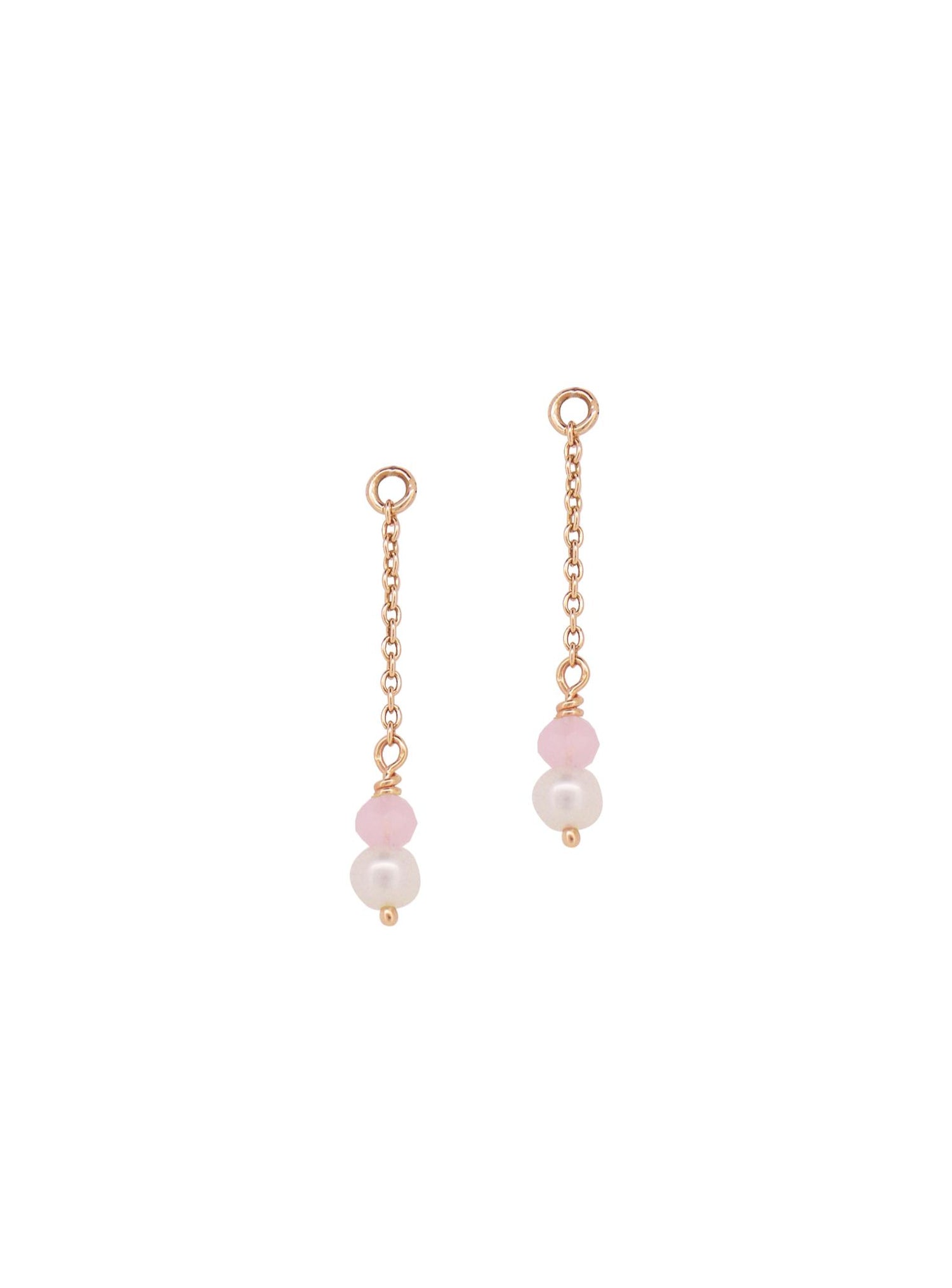 Coco Pearl Rose Quartz Sleeper Earring Charms in 9ct Rose Gold