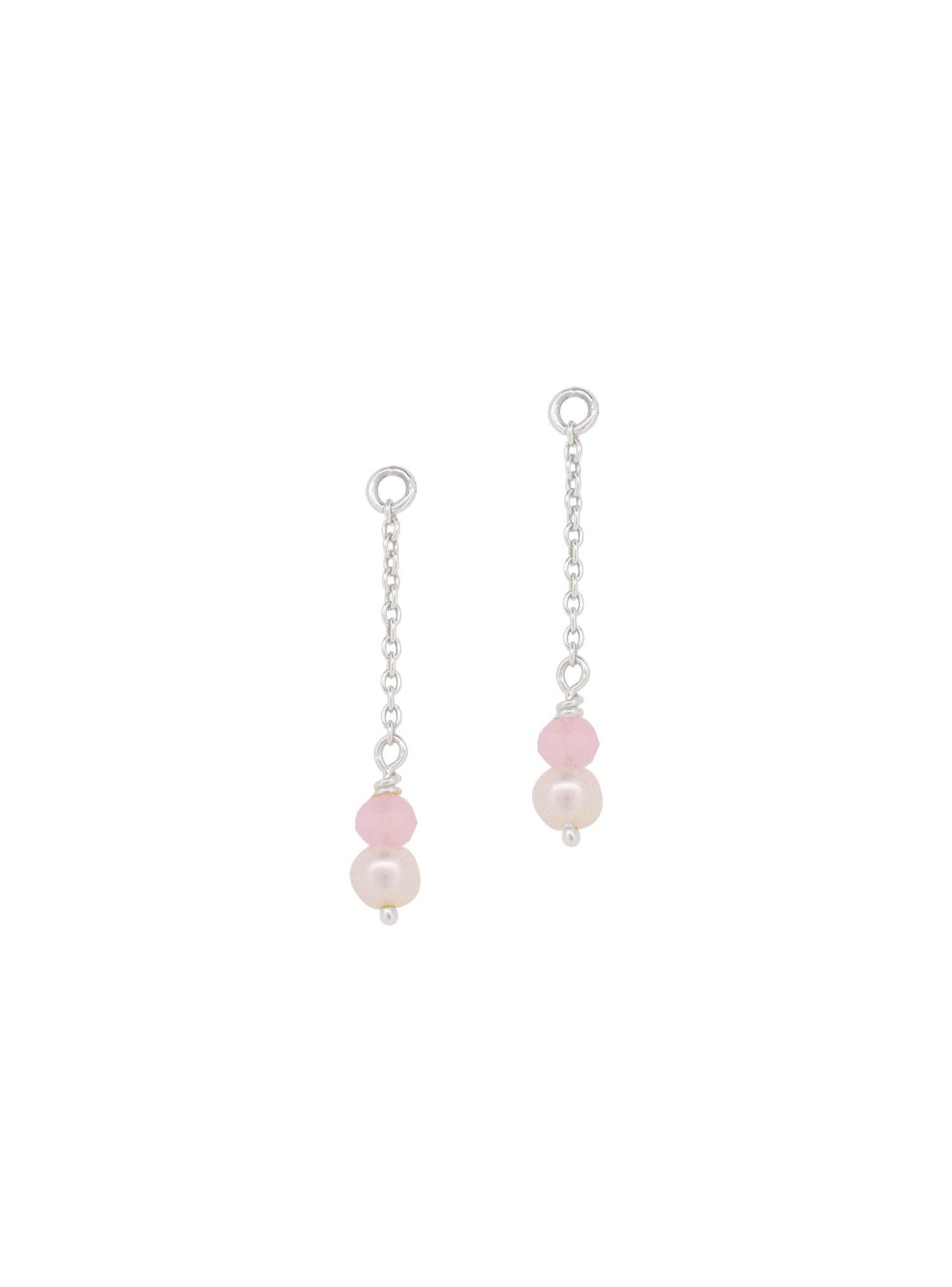 Coco Pearl Rose Quartz Sleeper Earring Charms in Sterling Silver