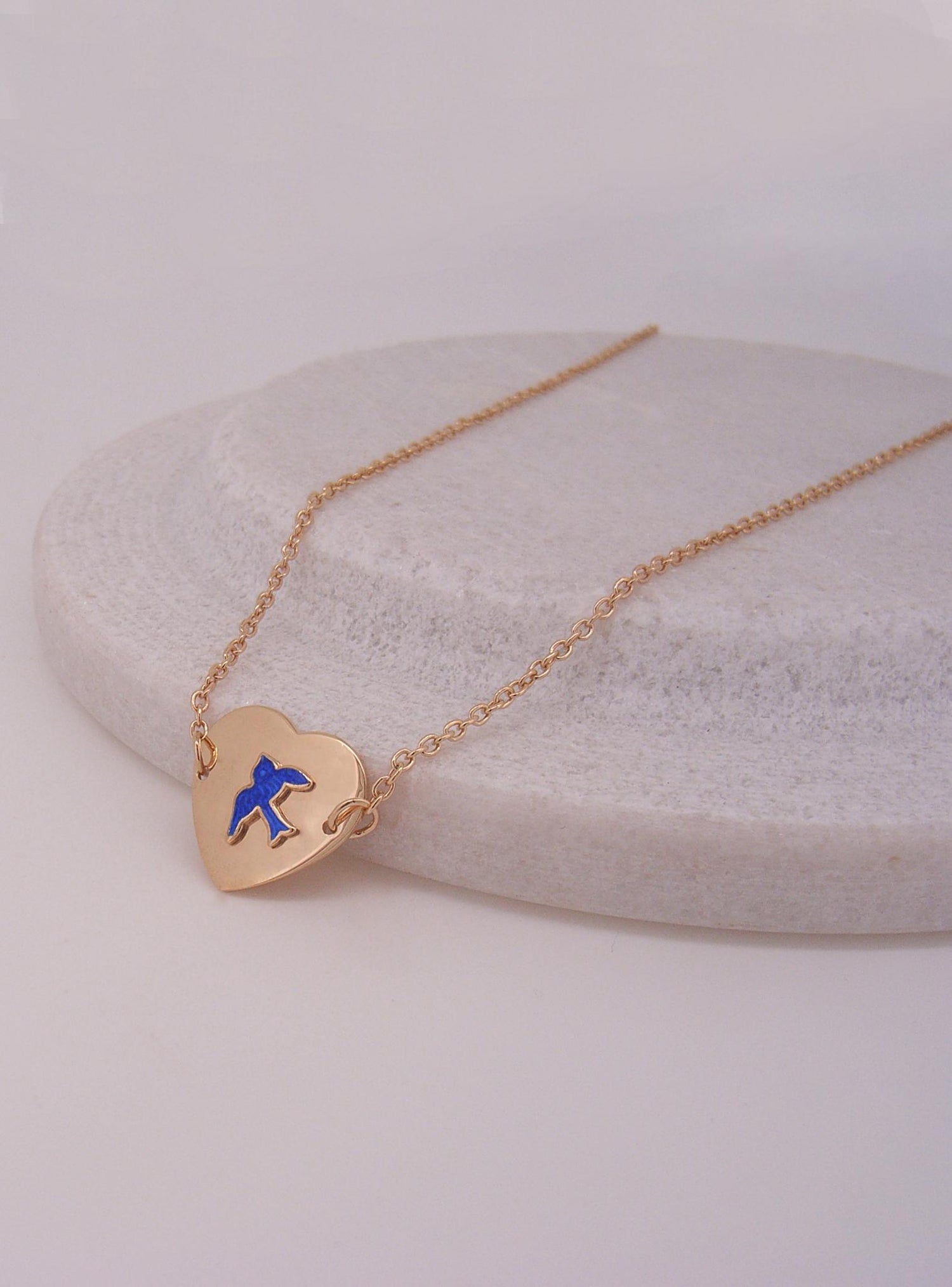 Bluebird Heart Necklace in Rose
