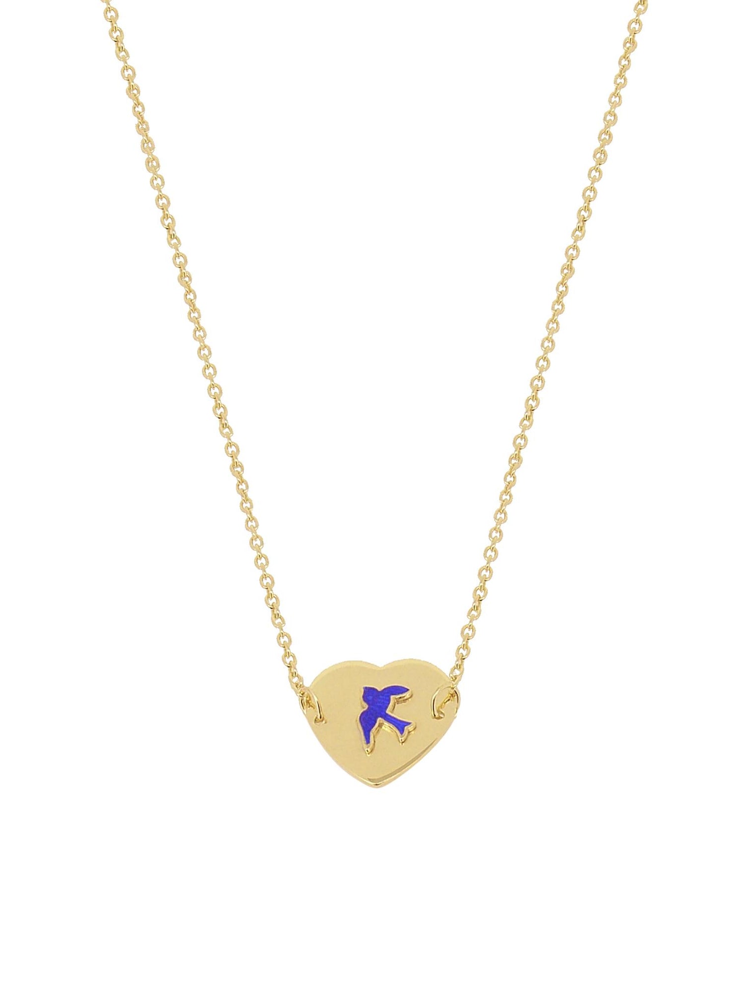 Bluebird Heart Necklace in Gold