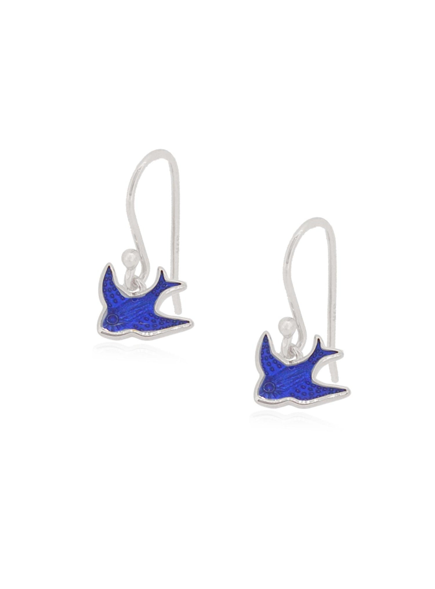 Bluebird of Happiness Charm Drop Earrings in Sterling Silver
