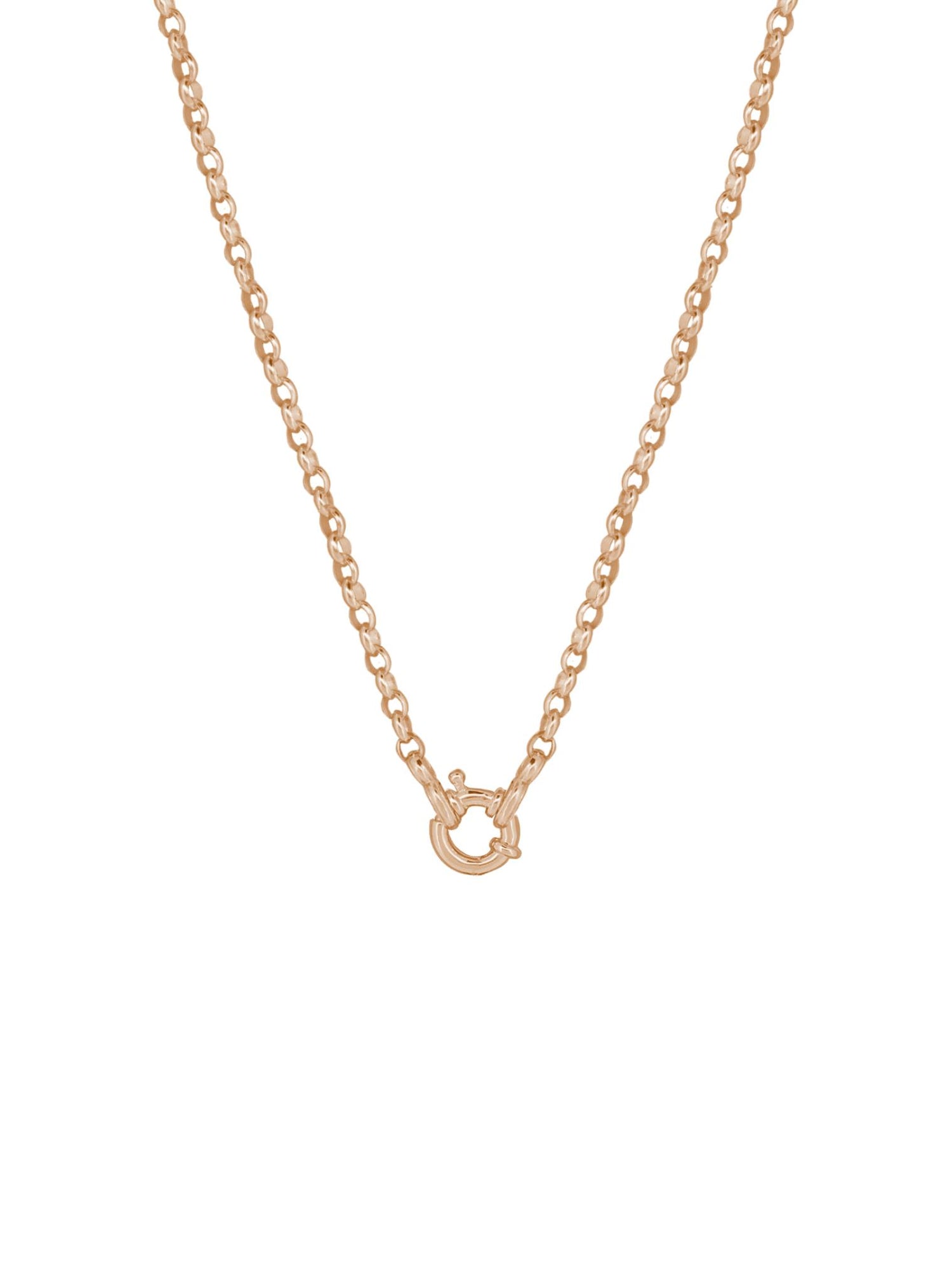 Solid Oval Belcher Bolt Ring Necklace Chain in 9ct Rose Gold