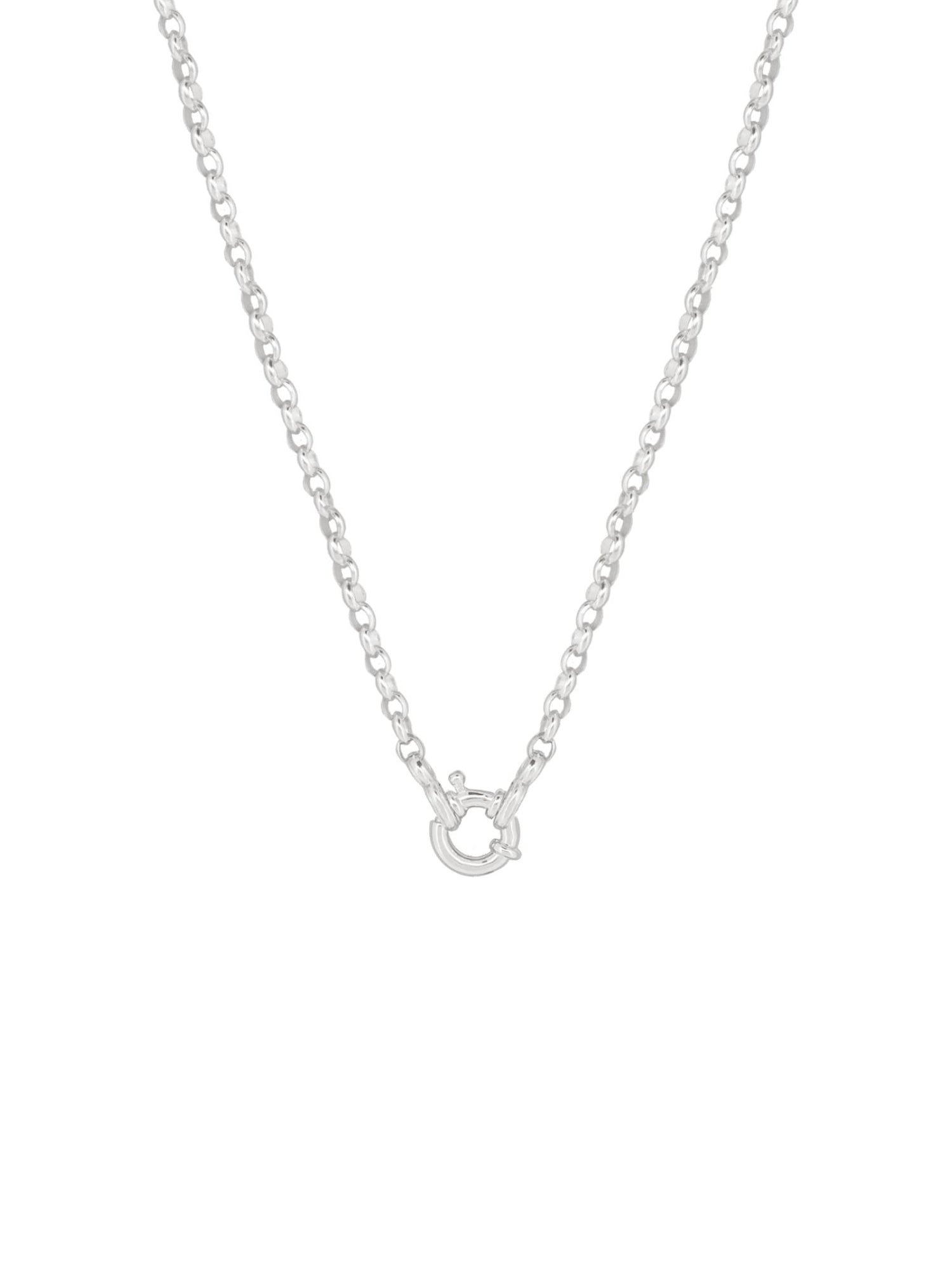 Solid Oval Belcher Bolt Ring Necklace Chain in Sterling Silver