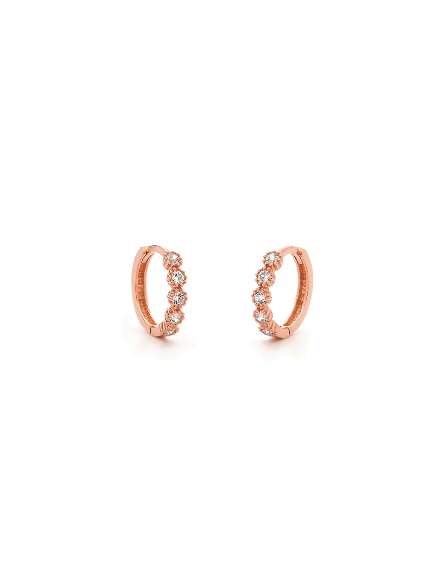 Aurelia CZ Small Huggie Hoop Earrings in 9ct Rose Gold