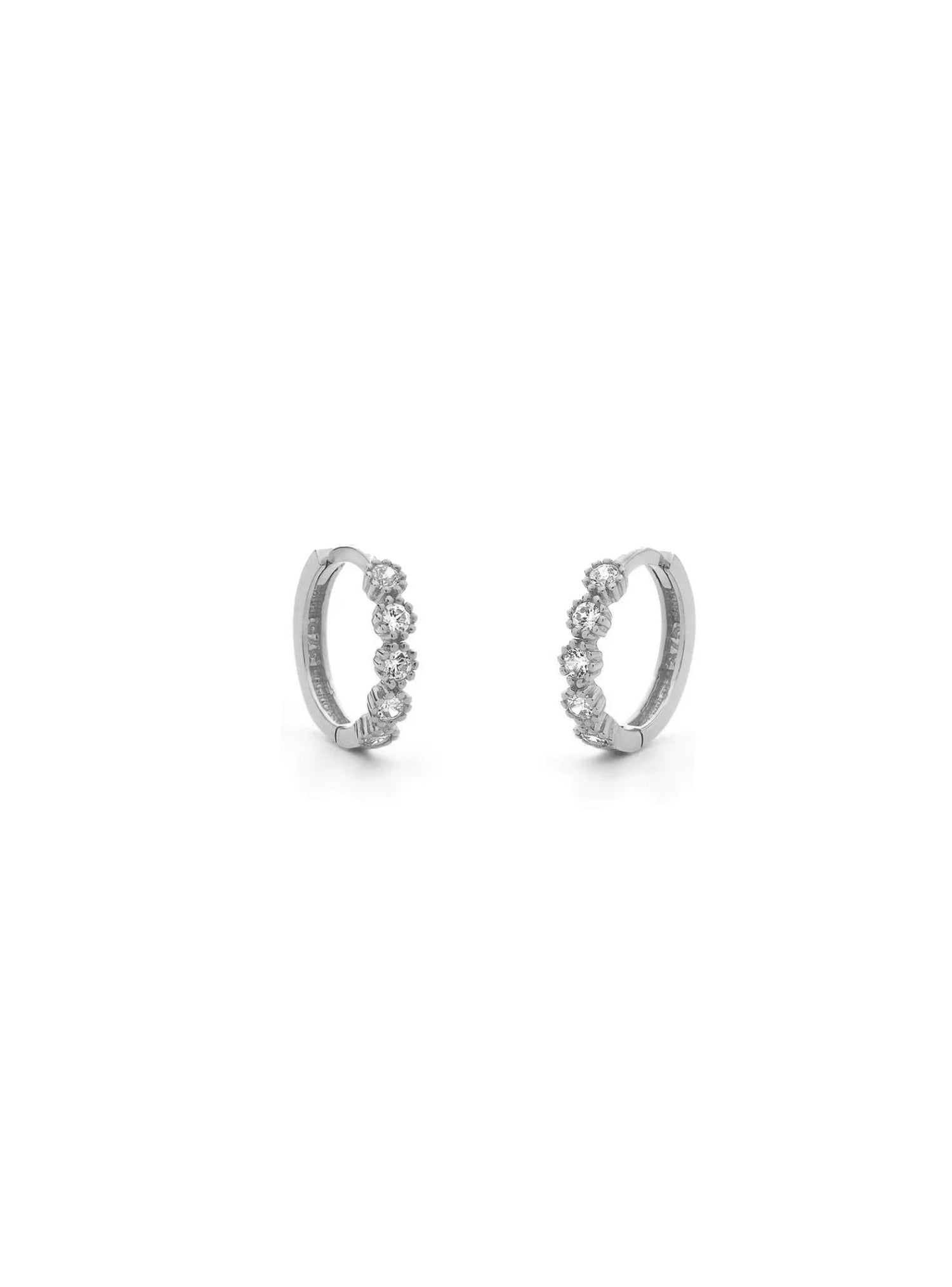 Aurelia CZ Small Huggie Hoop Earrings in 9ct White Gold