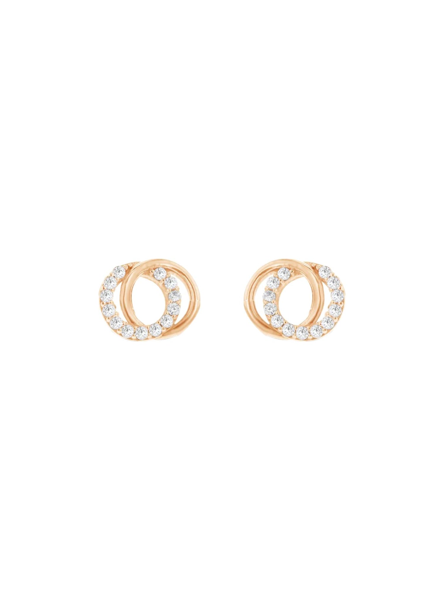 Aurelia CZ Interlocking Circle Stud Earrings in 9ct Rose Gold
