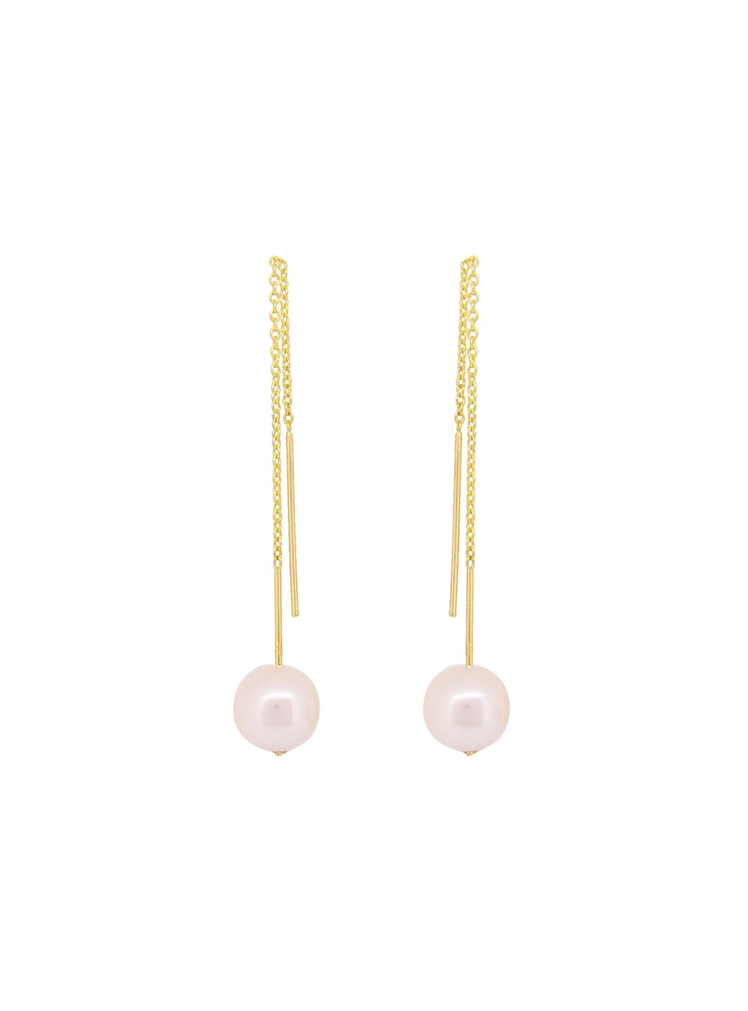 Coco Pearl Drop Cable Chain Thread Earrings in 9ct Gold